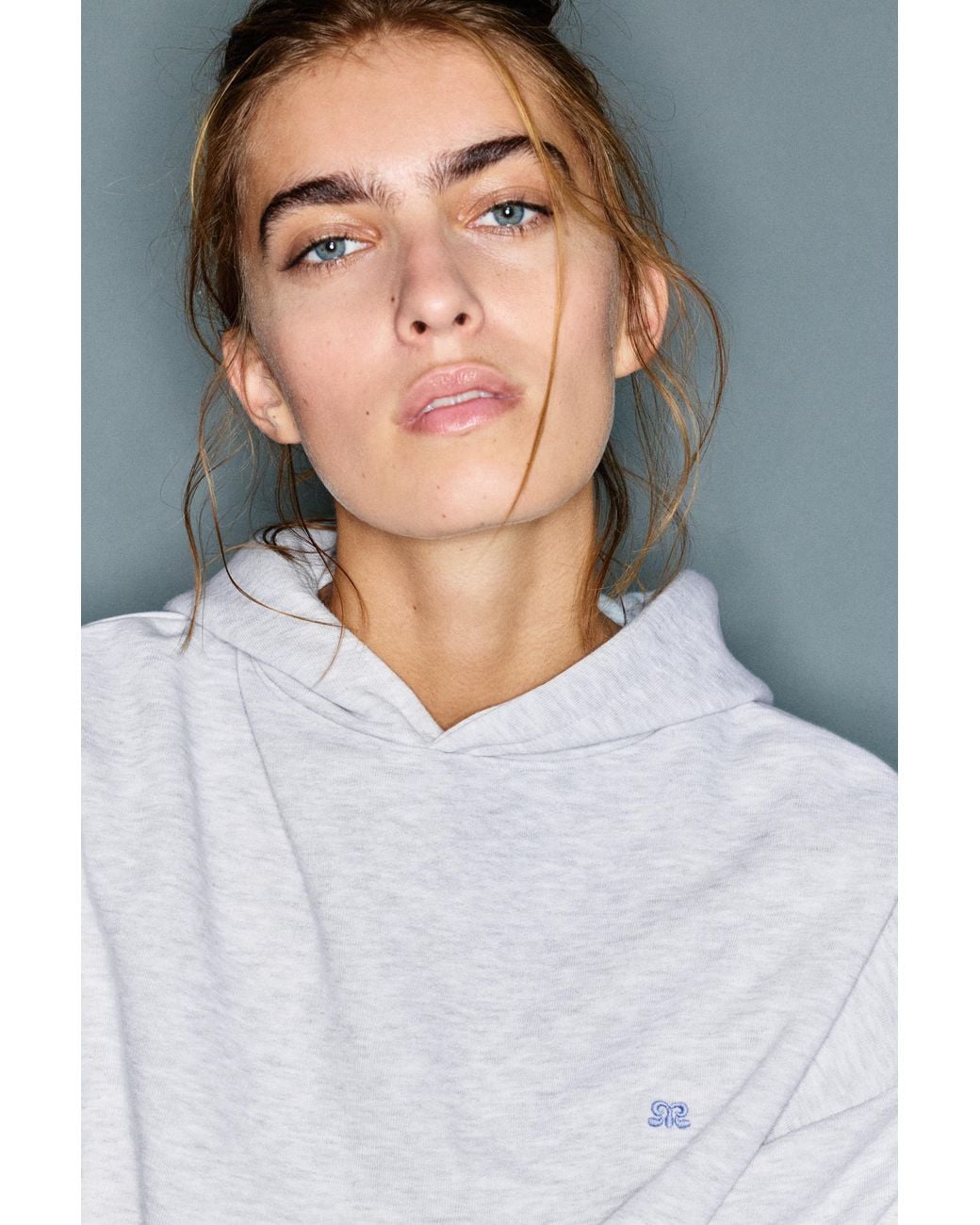 Pull&Bear Sweater Met Capuchon En Logo in het Gray