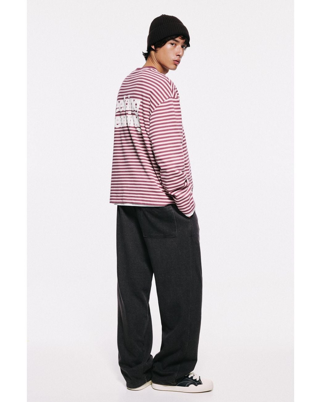 Pull&Bear Blue Washed-Effect Jogger Trousers for men