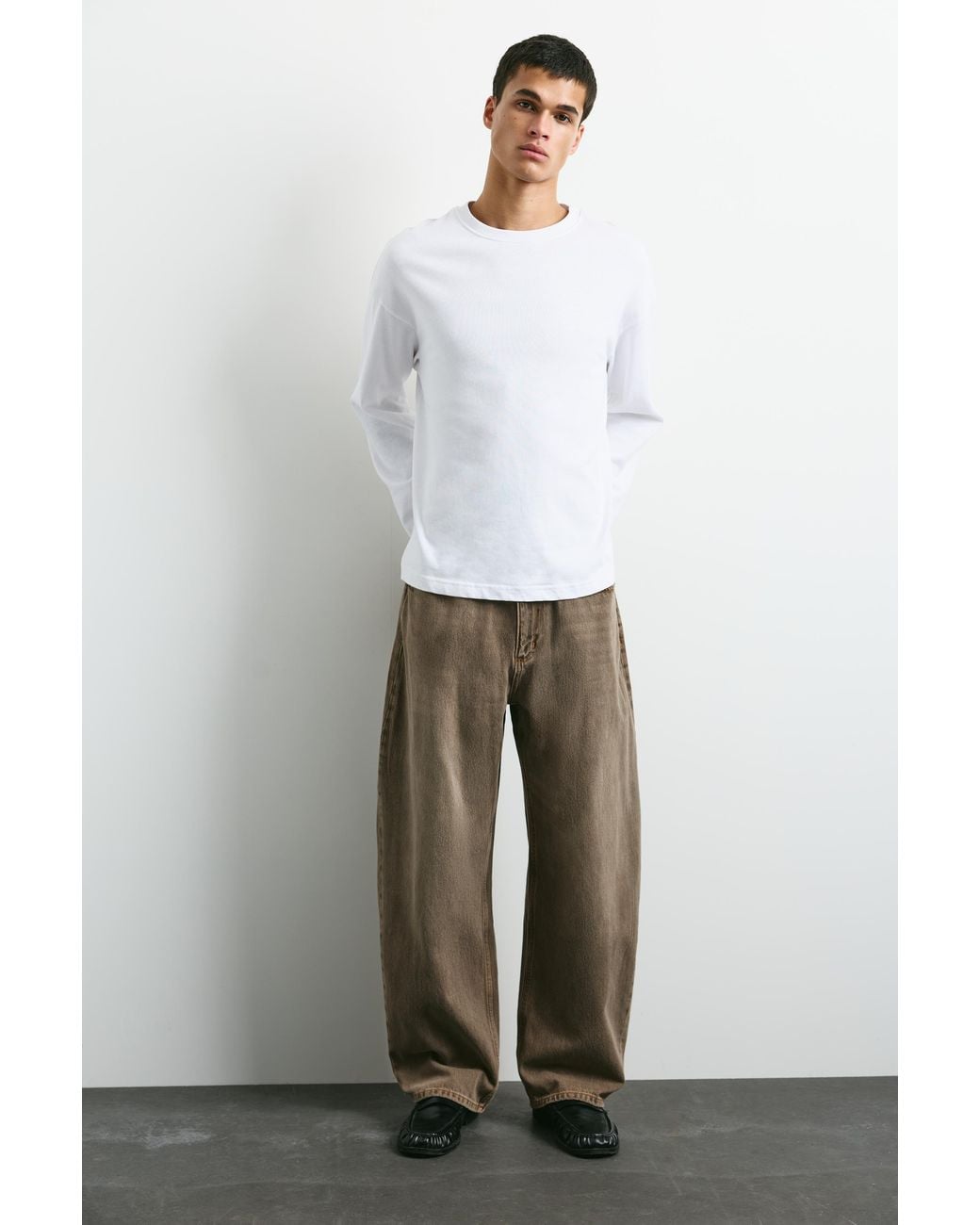 Pull&Bear White Baggy Balloon Jeans for men
