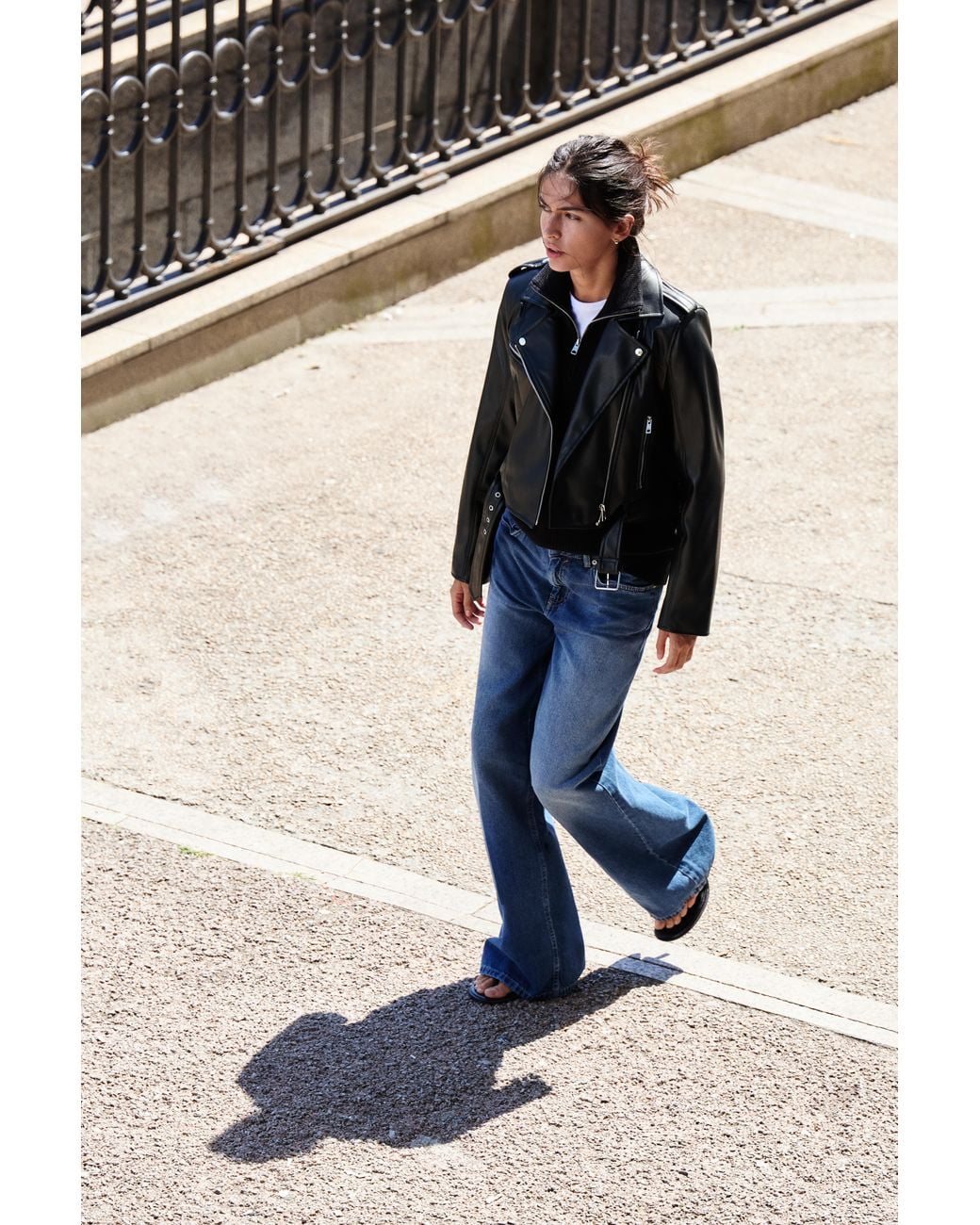 Pull&Bear Black Leather Effect Biker Jacket