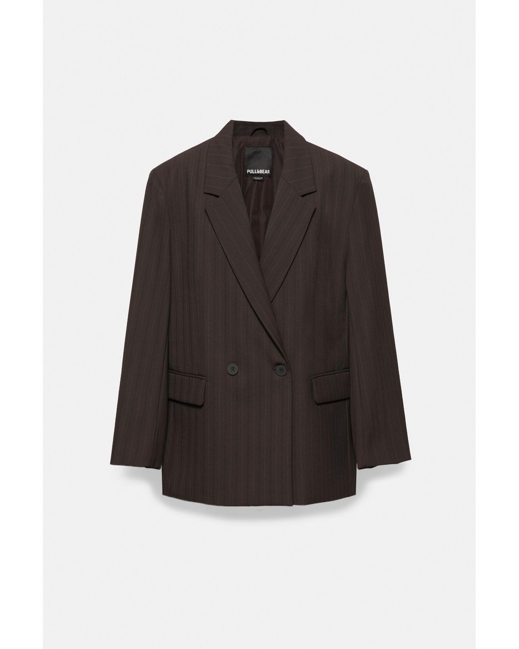 Pull&Bear Green Double-Breasted Blazer