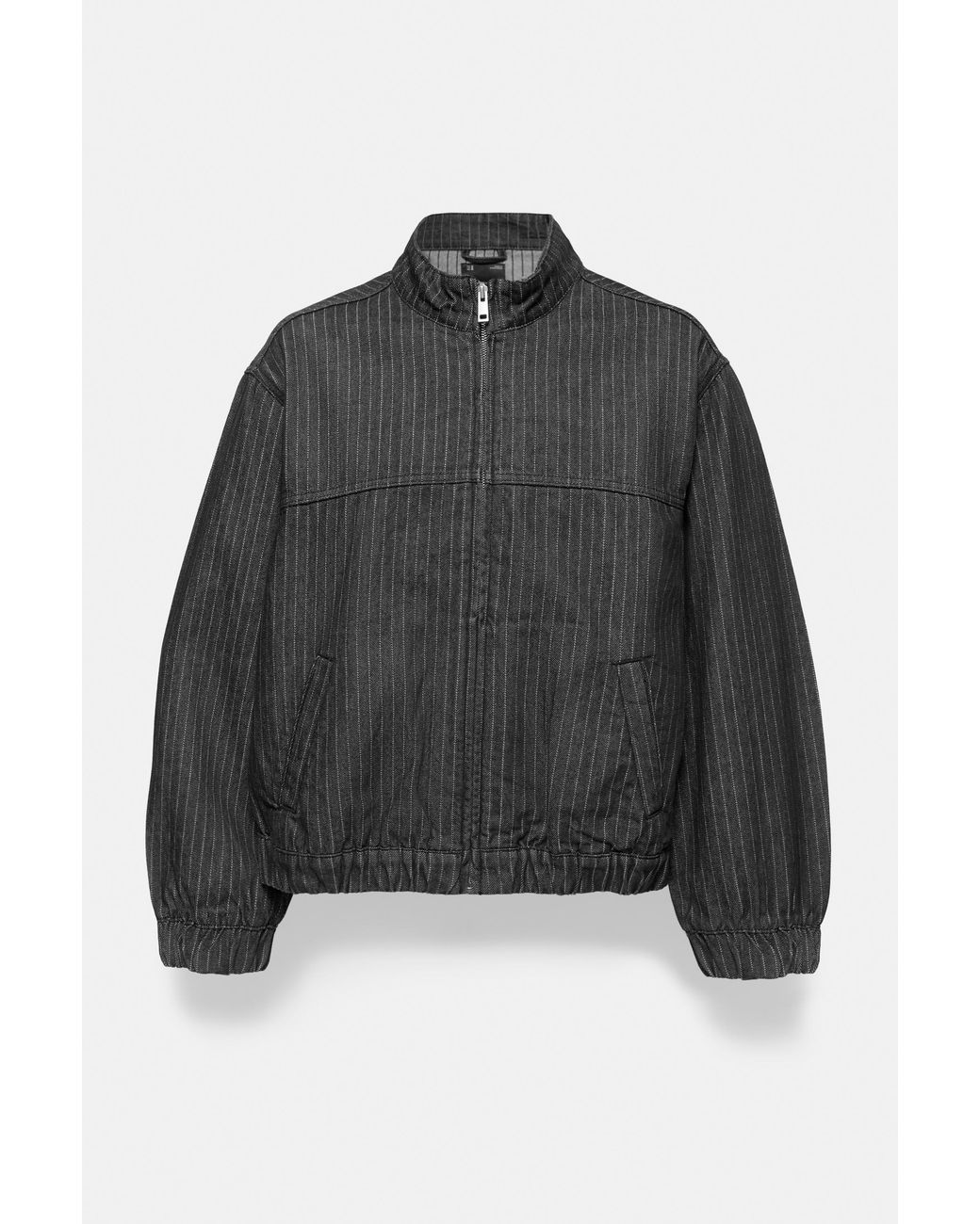 Pull&Bear Black Pinstripe Denim Jacket for men