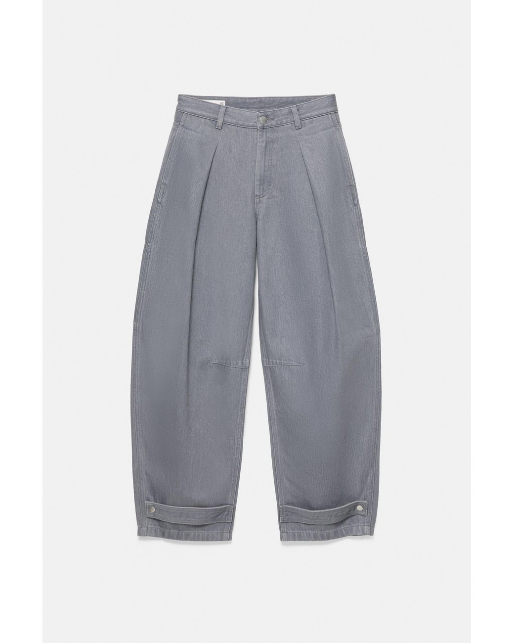 Pull&Bear Gray Balloon Cargo Trousers With Pleats