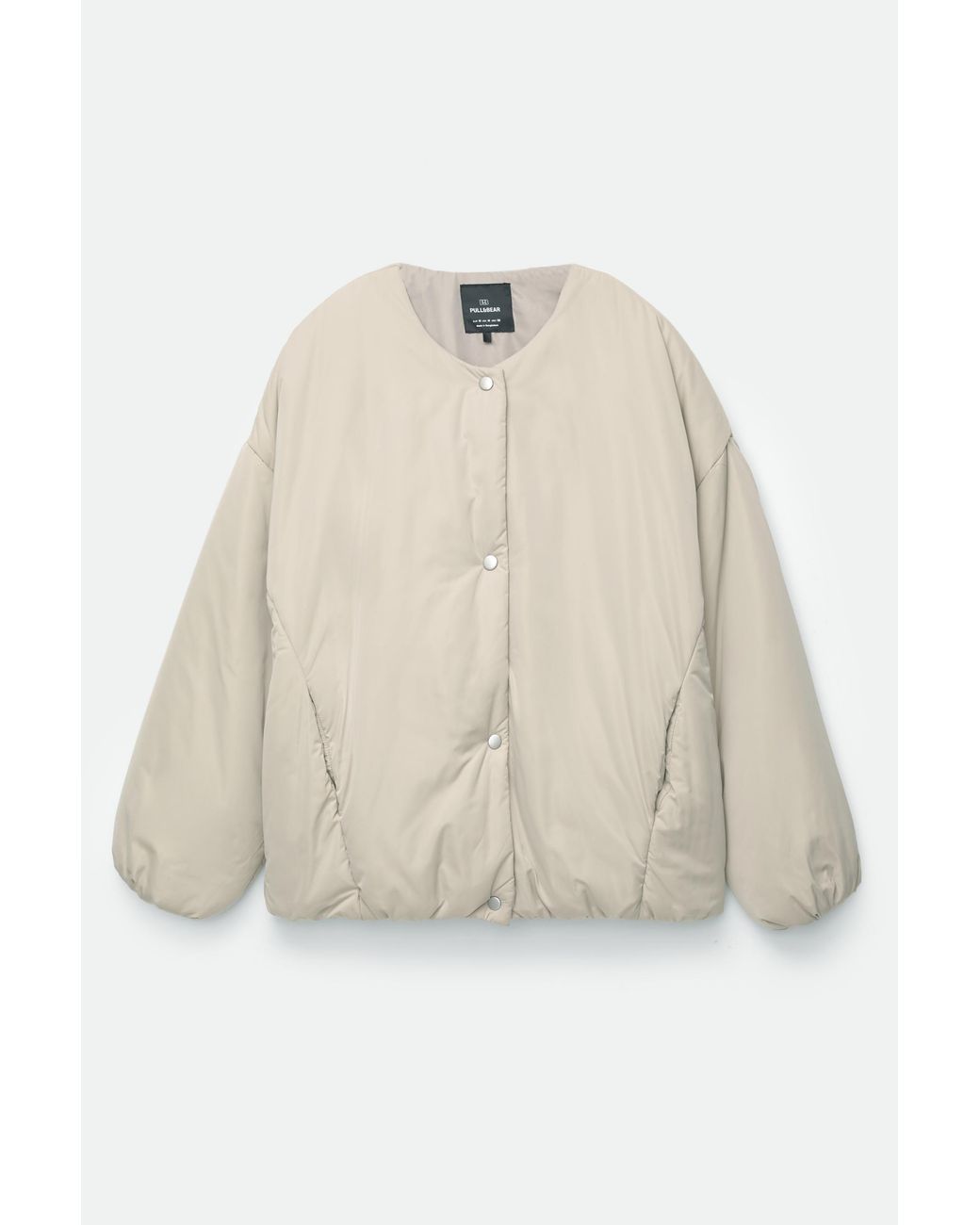 Pull&Bear Natural Quilted Jacket With Snap Button