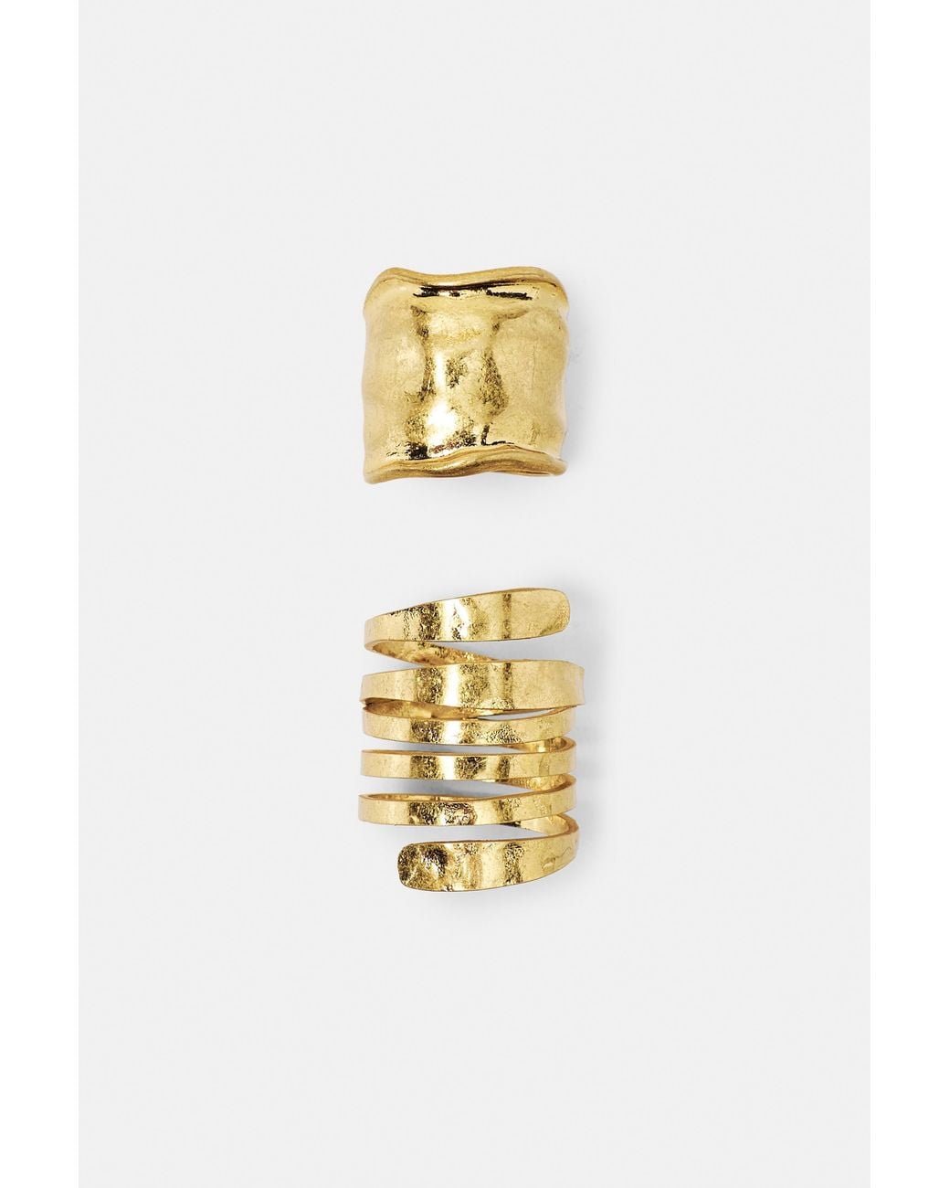 Pull&Bear Metallic 2-Pack Of Wide Spiral Rings