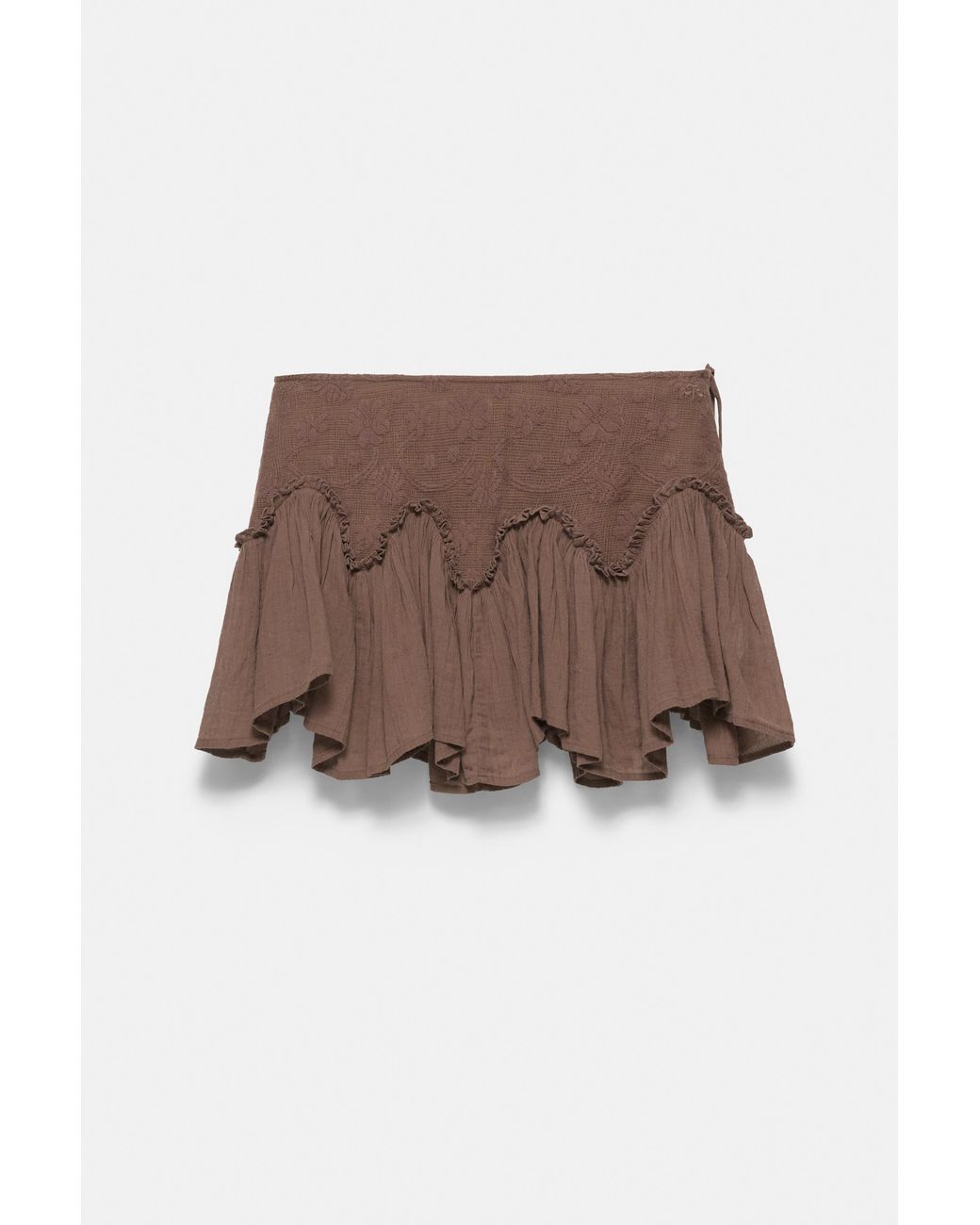 Pull&Bear Green Ruffled Mini Skirt