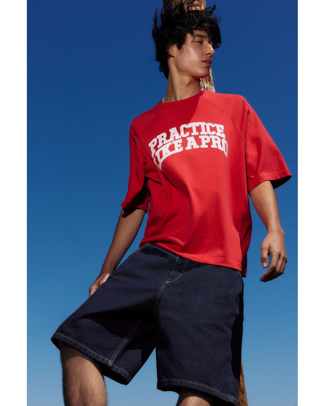 Pull&Bear Blue Baggy Denim Bermuda Shorts for men