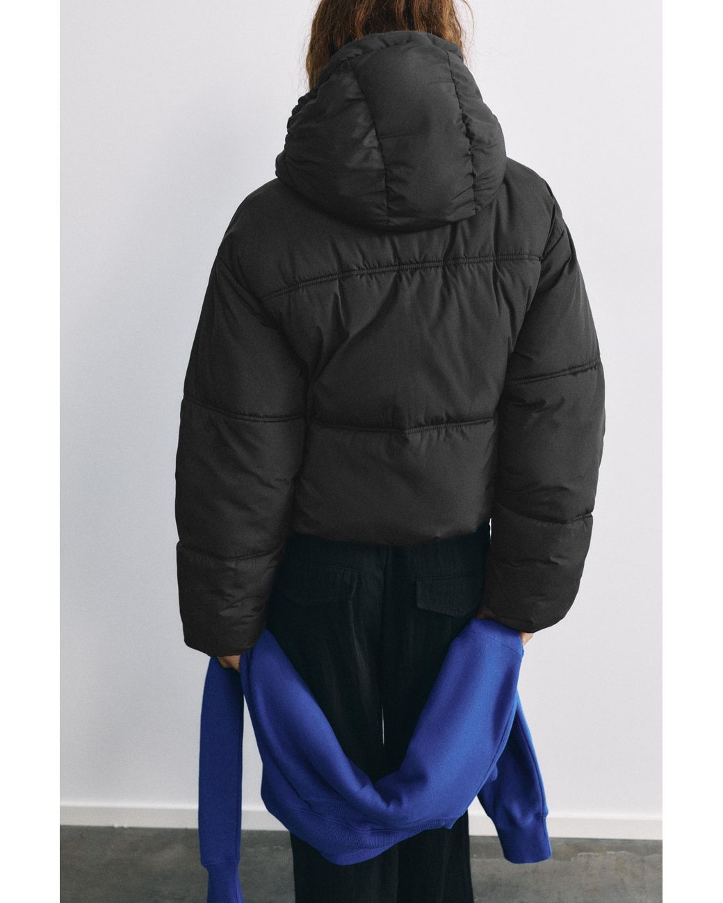 Pull&Bear Blue Puffer Jacket With Hood