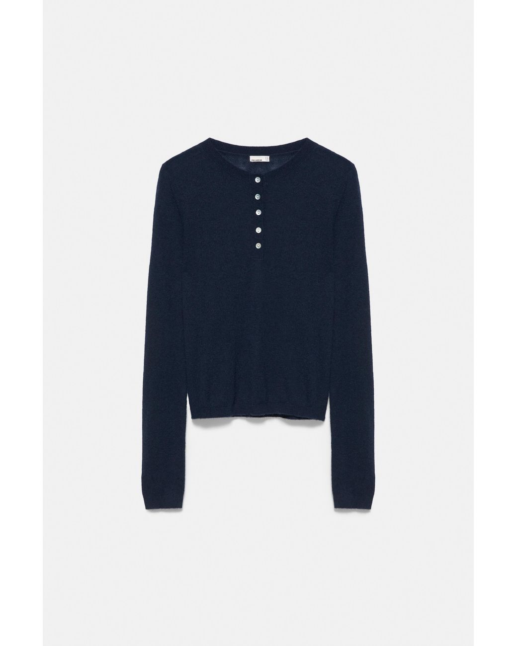 Pull Fin Col Henley Pull&Bear en coloris Blue