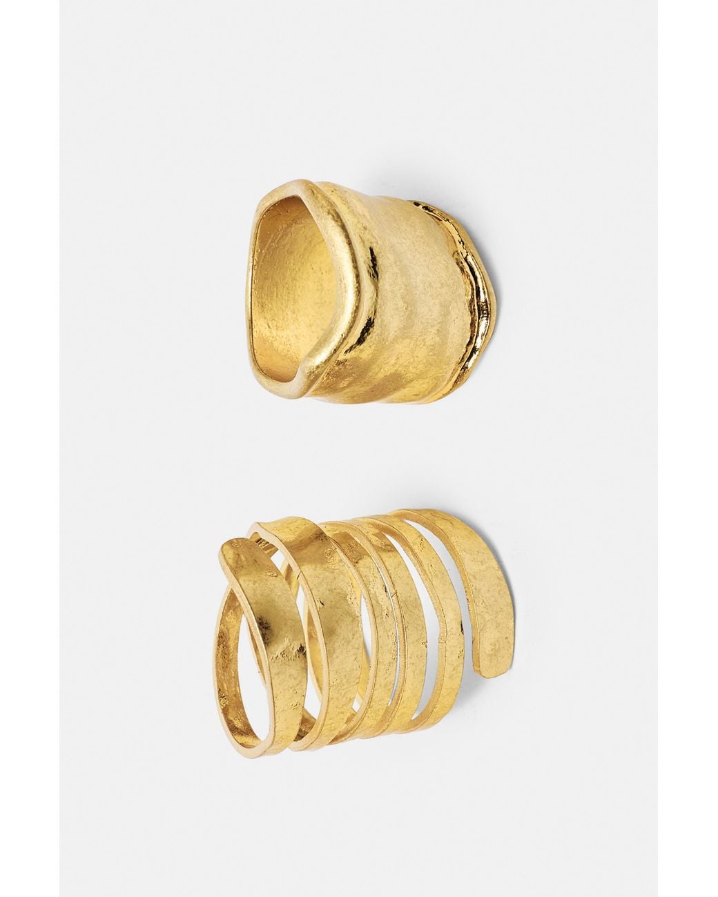 Pull&Bear Metallic 2-Pack Of Wide Spiral Rings