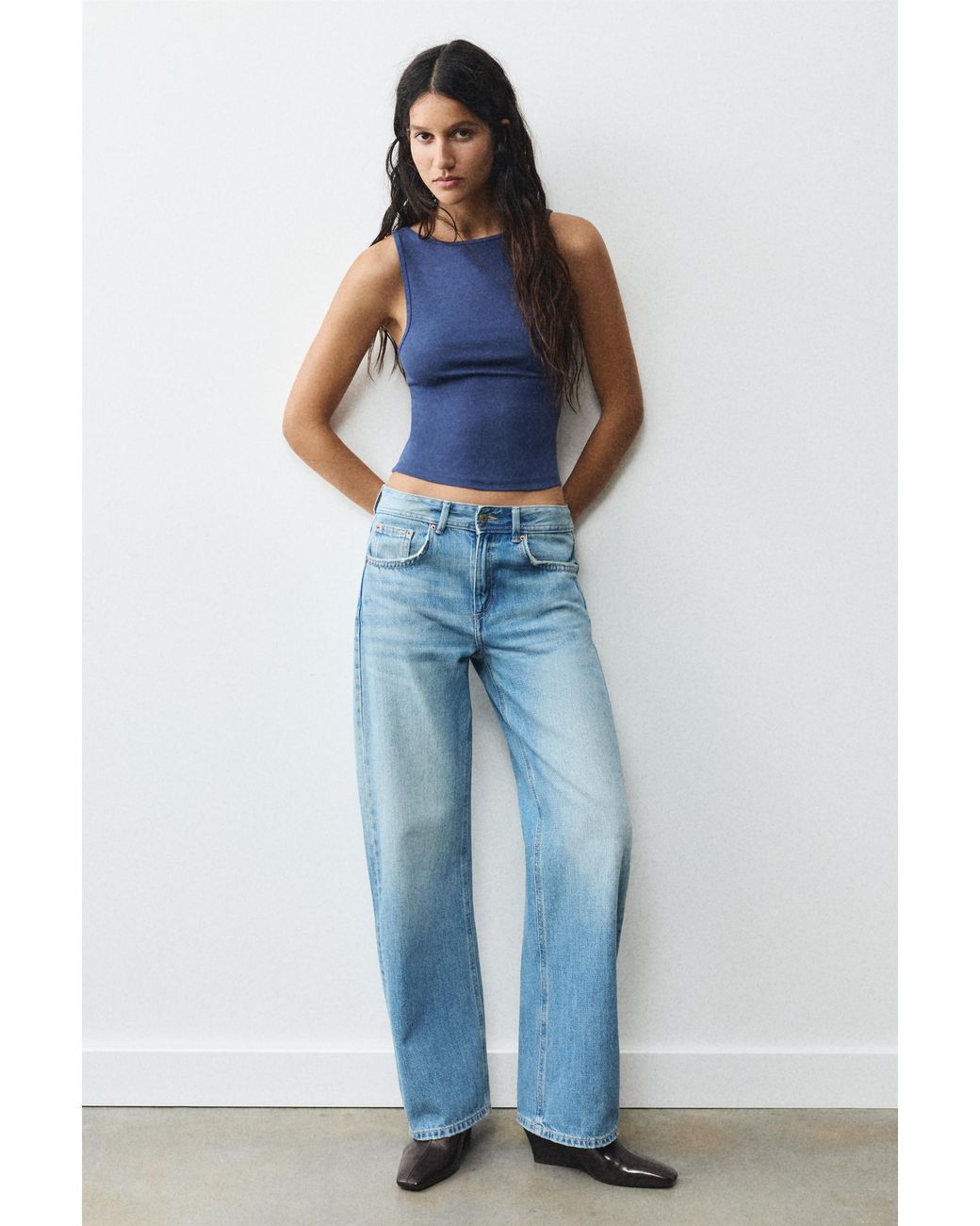 Pull&Bear Blue Boat Neck Tank Top