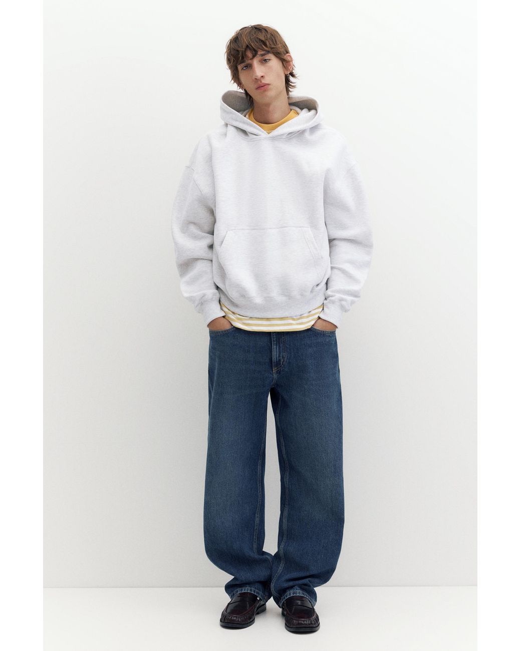 Pull&Bear White Boxy Stwd Logo Hoodie for men