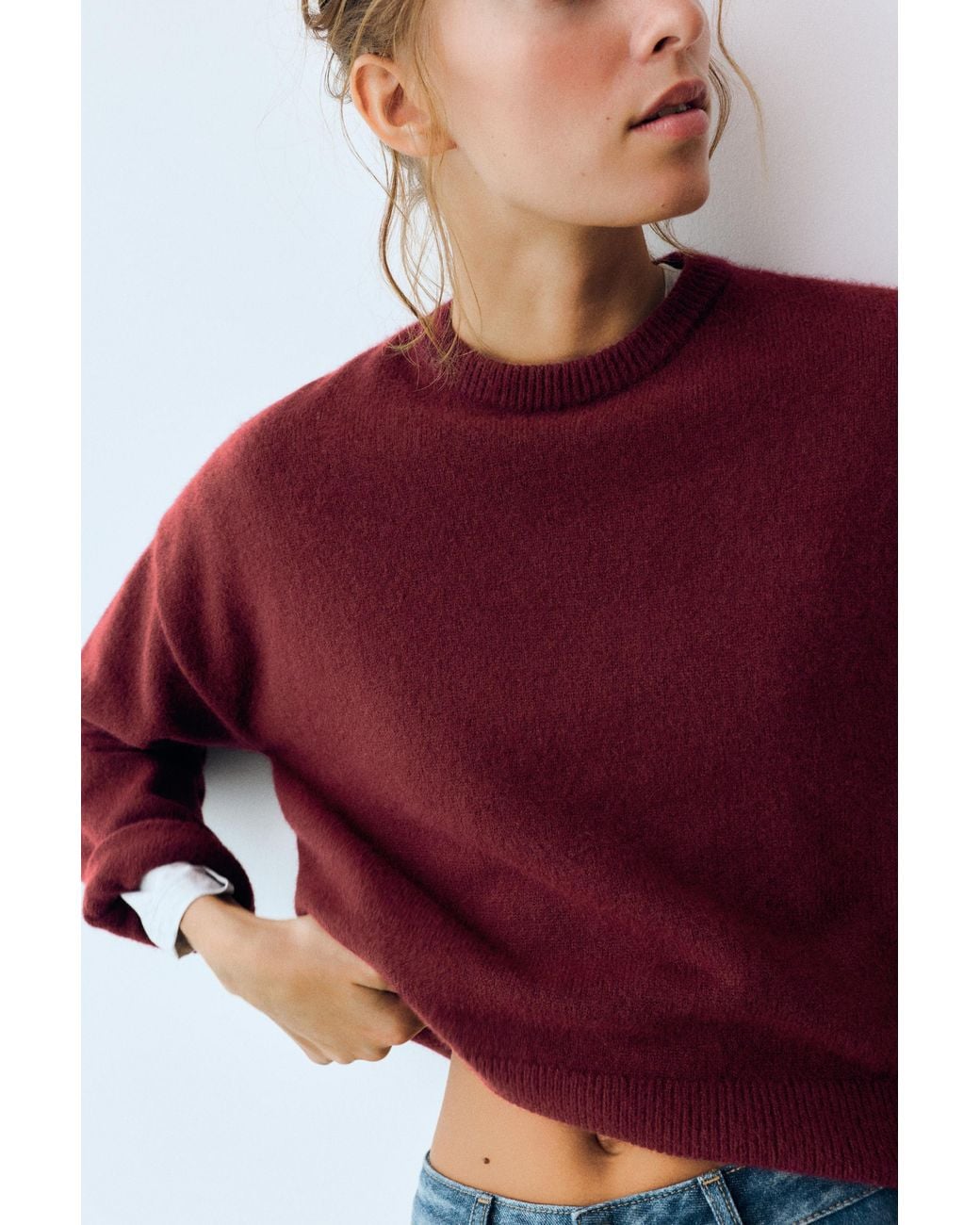 Pull Boxy En Maille Soft Pull&Bear en coloris Red