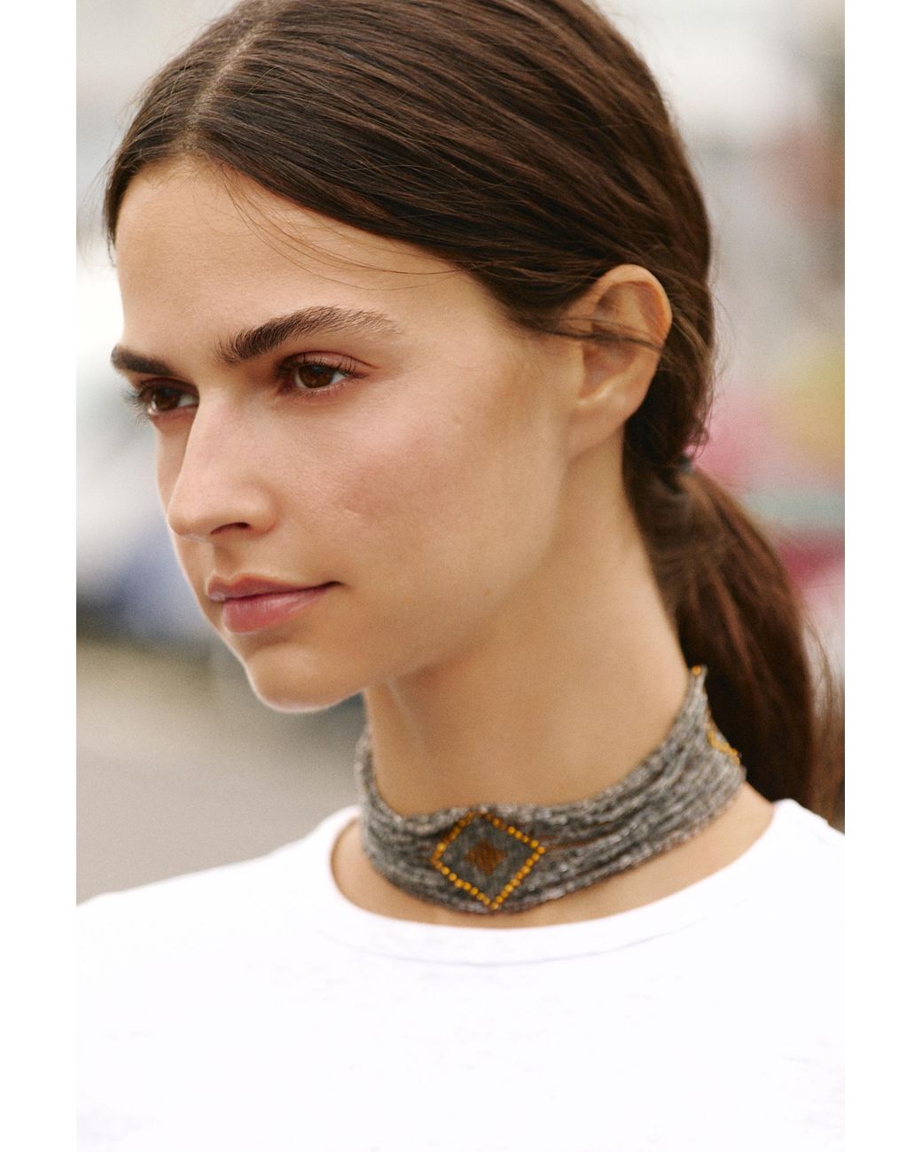 Collana Choker Con Perline di Pull&Bear in White
