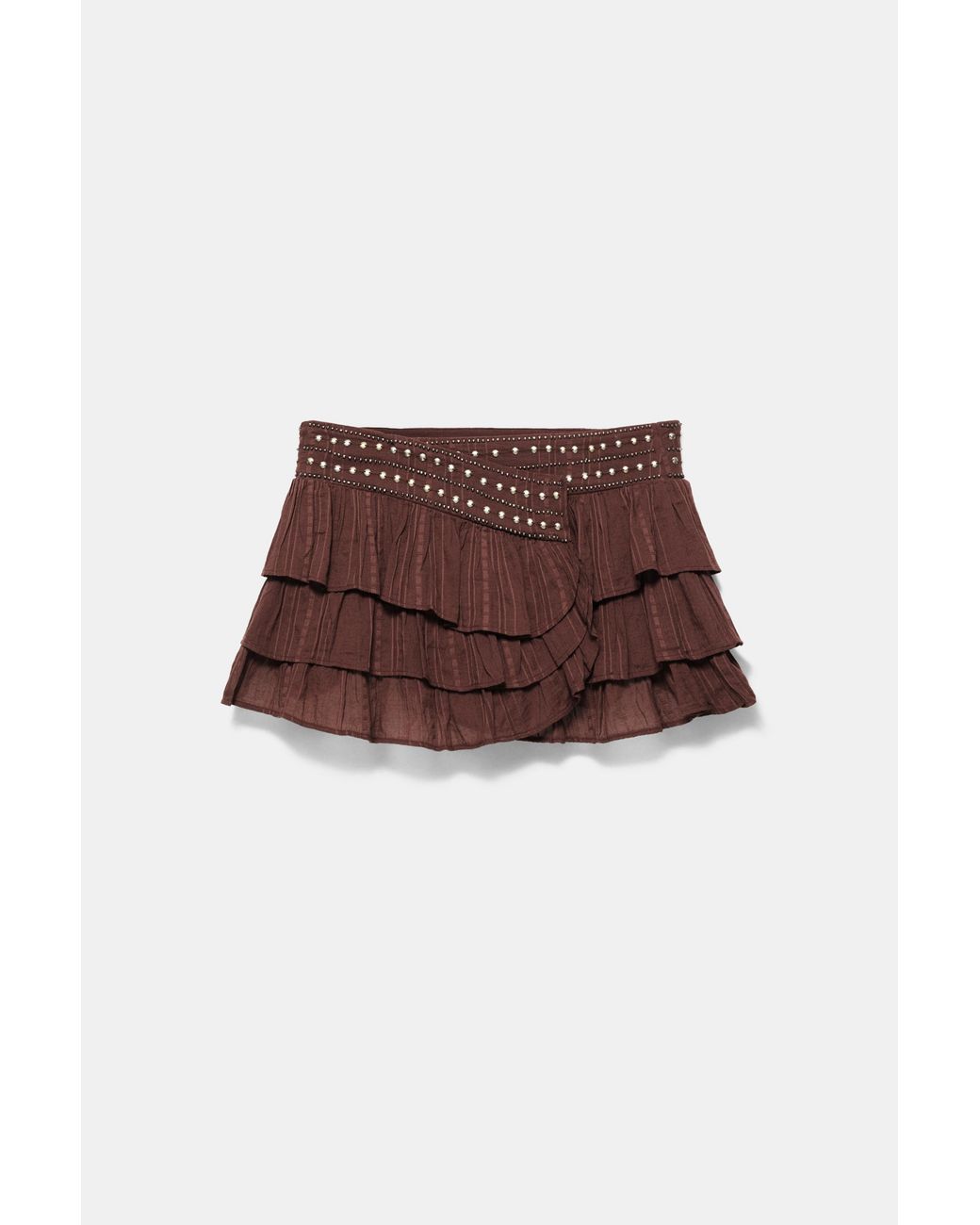 Pull&Bear Blue Ruffled Mini Skirt With Studs
