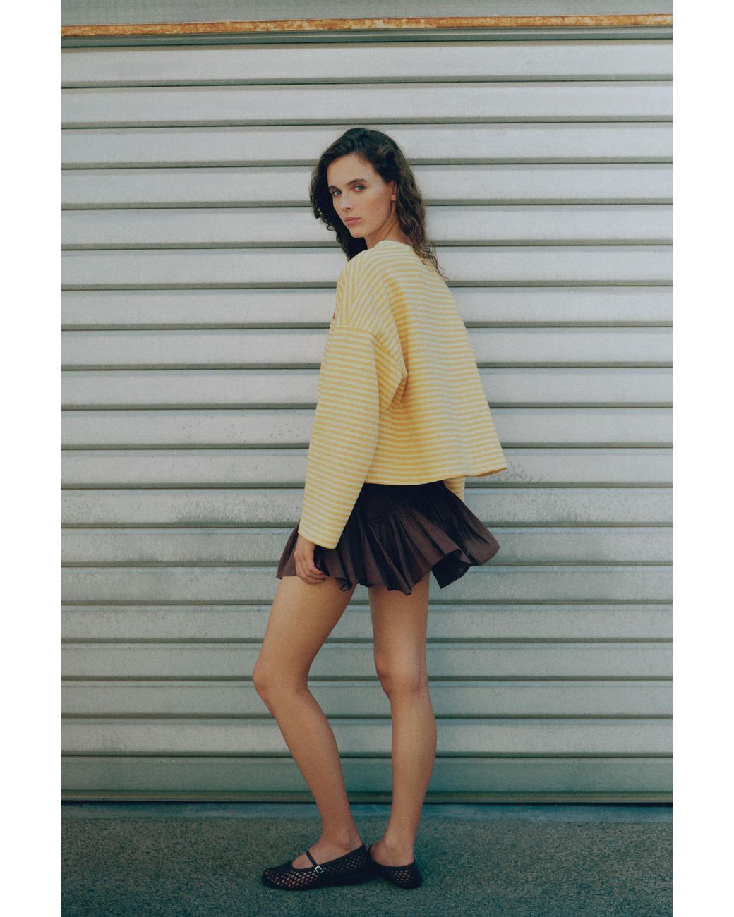 Pull&Bear Green Ruffled Mini Skirt