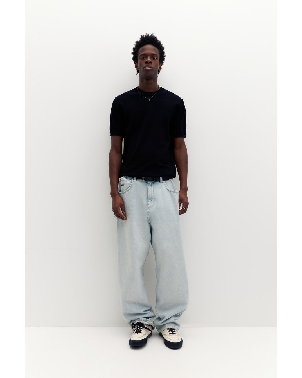 Pull&Bear Black Short Sleeve Jumper for men