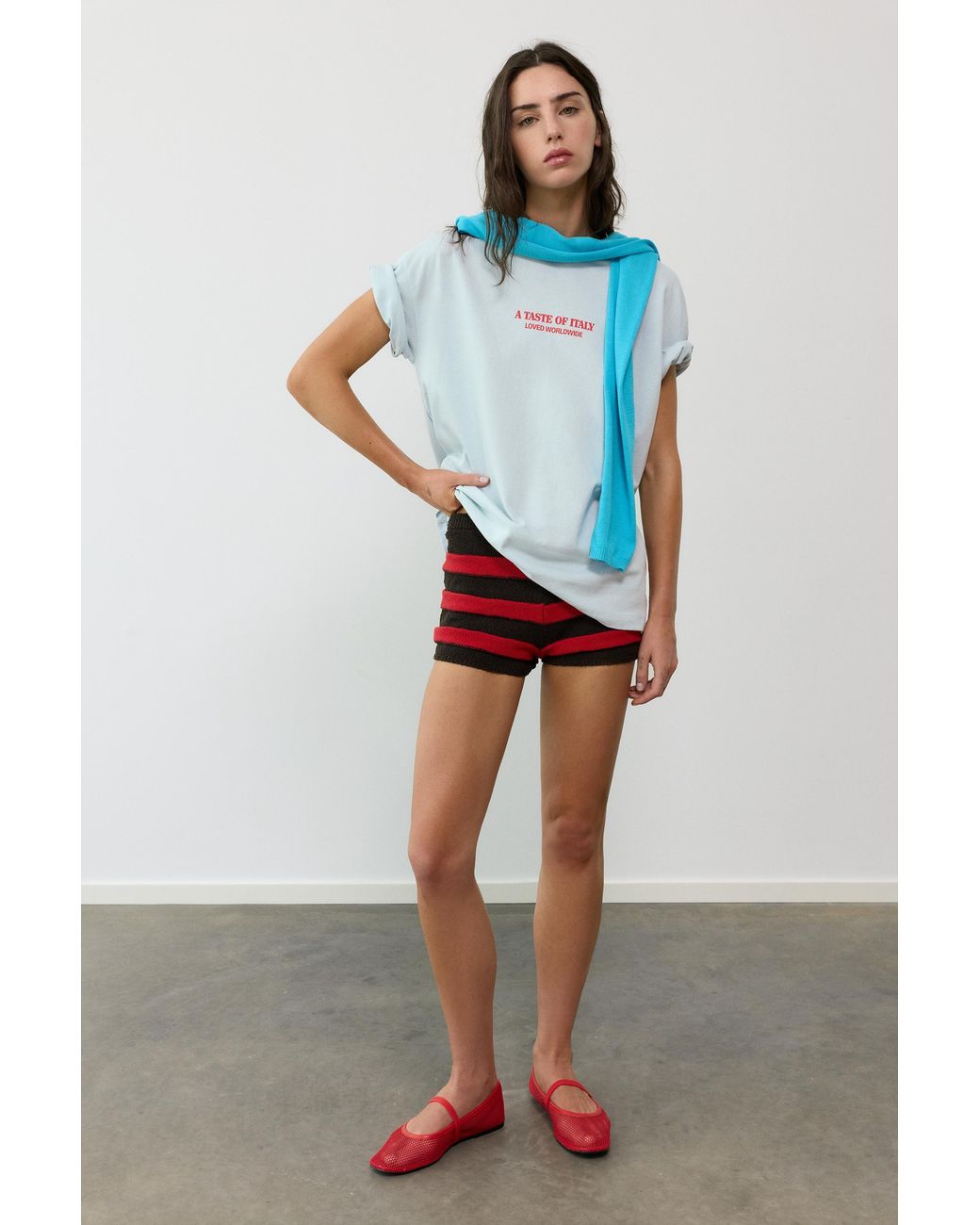 Pull&Bear Blue Oversize Tomato Graphic T-Shirt