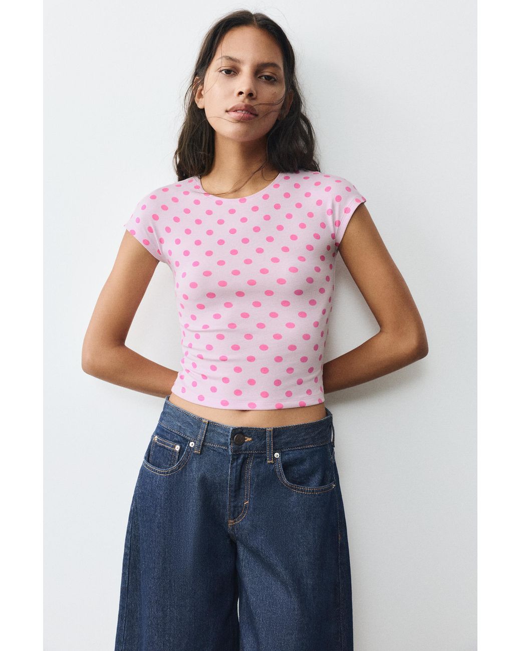 Pull&Bear Pink Fitted Short Sleeve T-Shirt