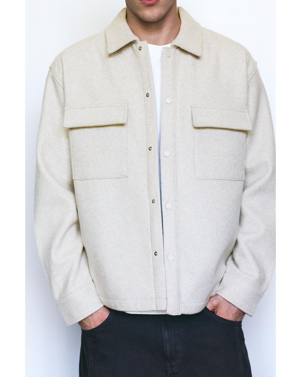 Pull&Bear Blue Long Sleeve Overshirt for men