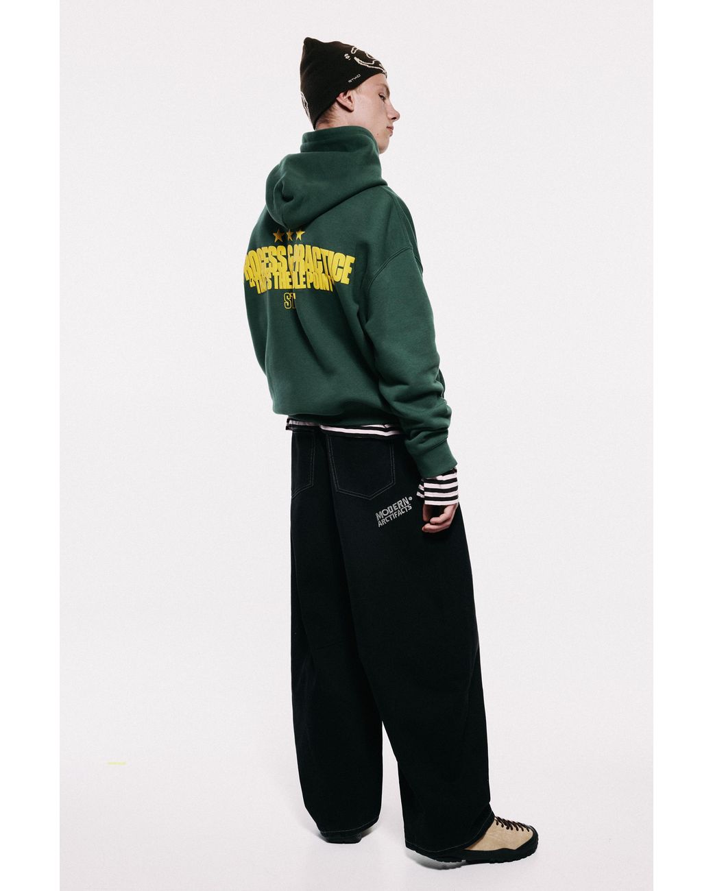 Pull&Bear Green Stwd Hoodie for men