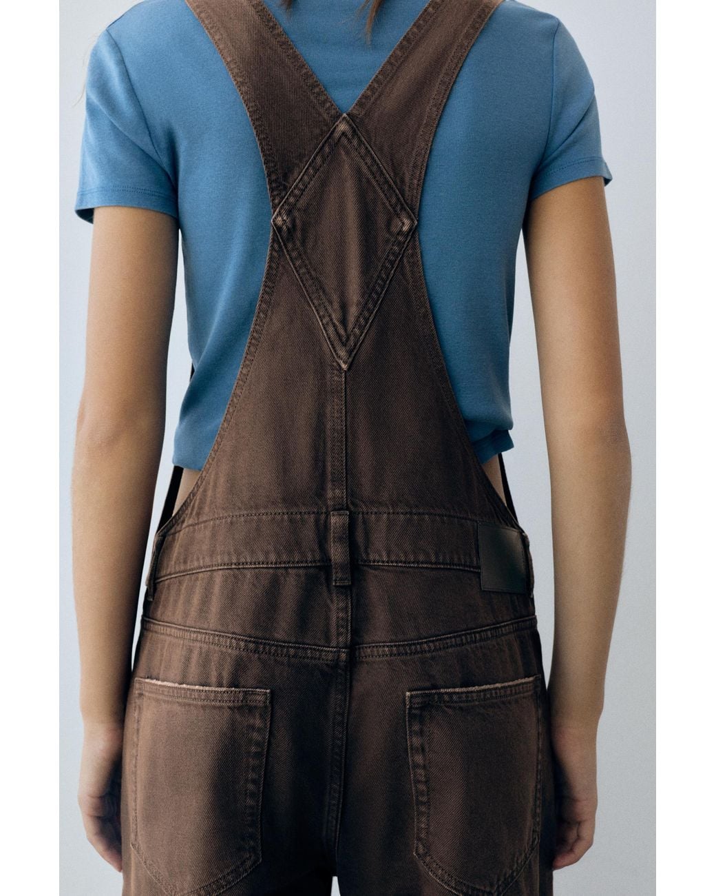 Pull&Bear Blue Long Denim Dungarees