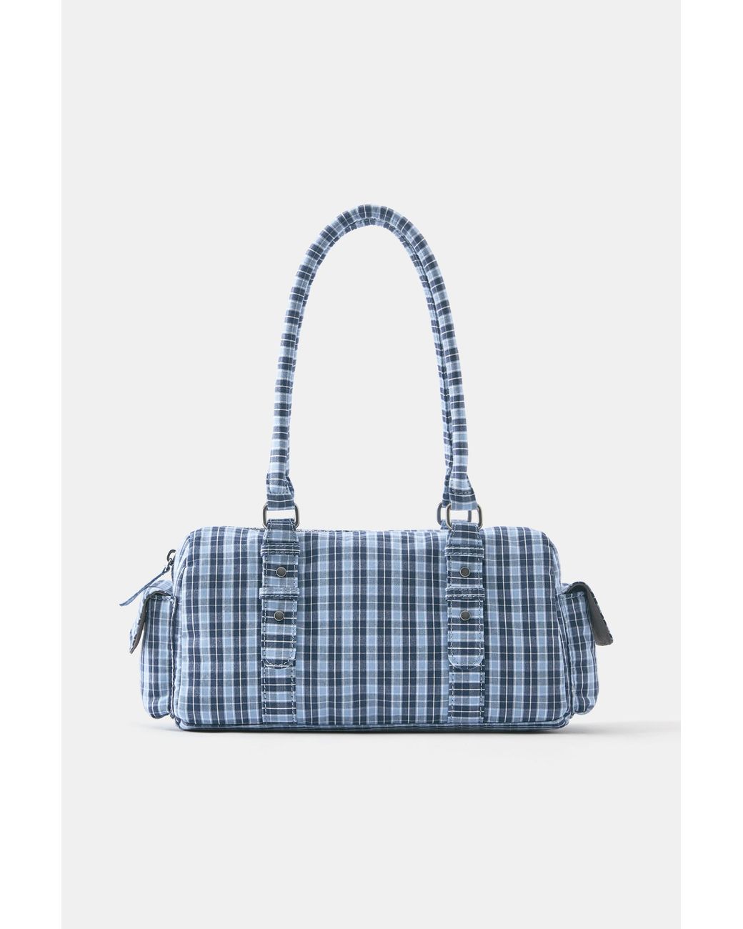 Pull&Bear Blue Check Print Shoulder Bag