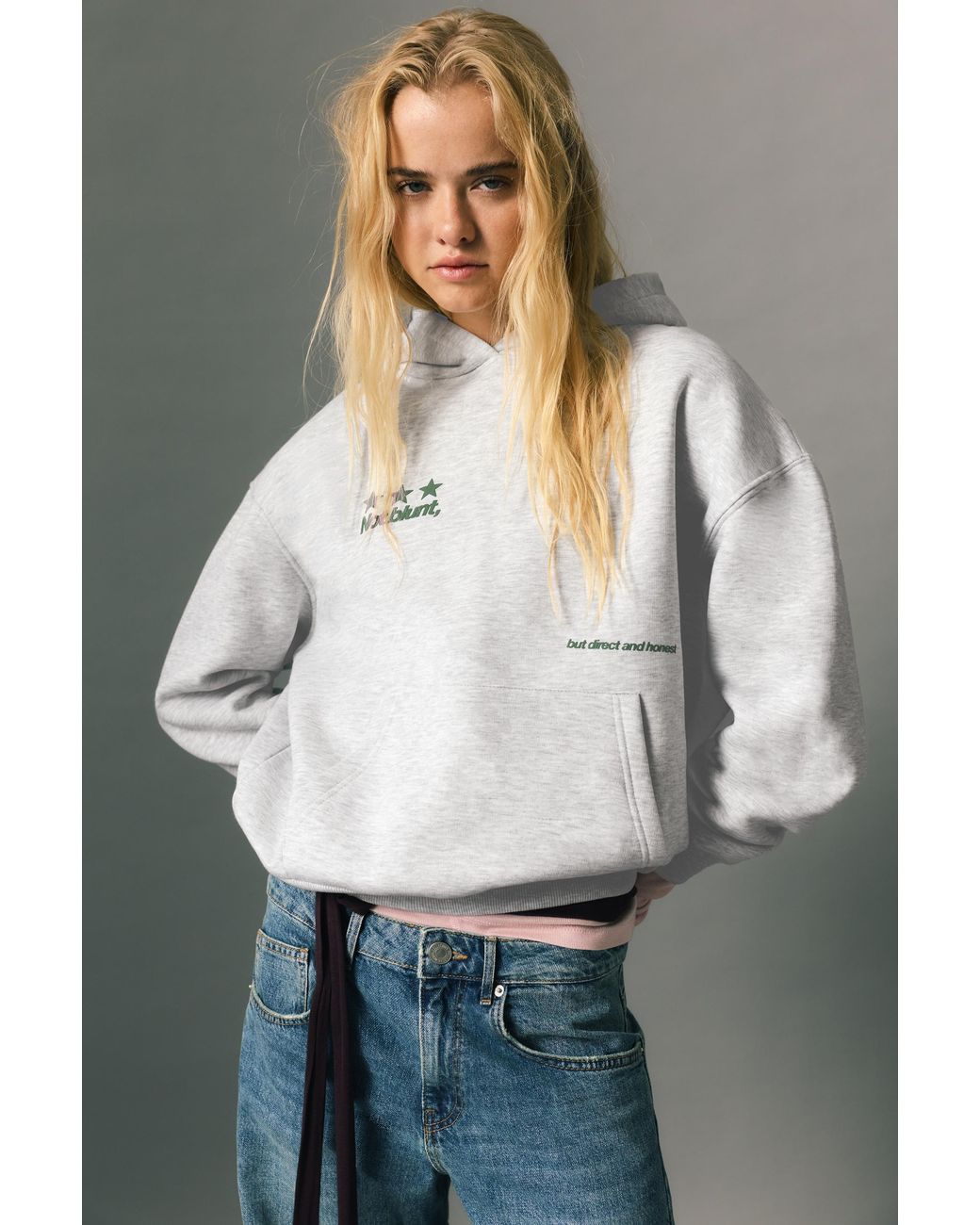 Pull&Bear Gray Star Sweatshirt With Hood