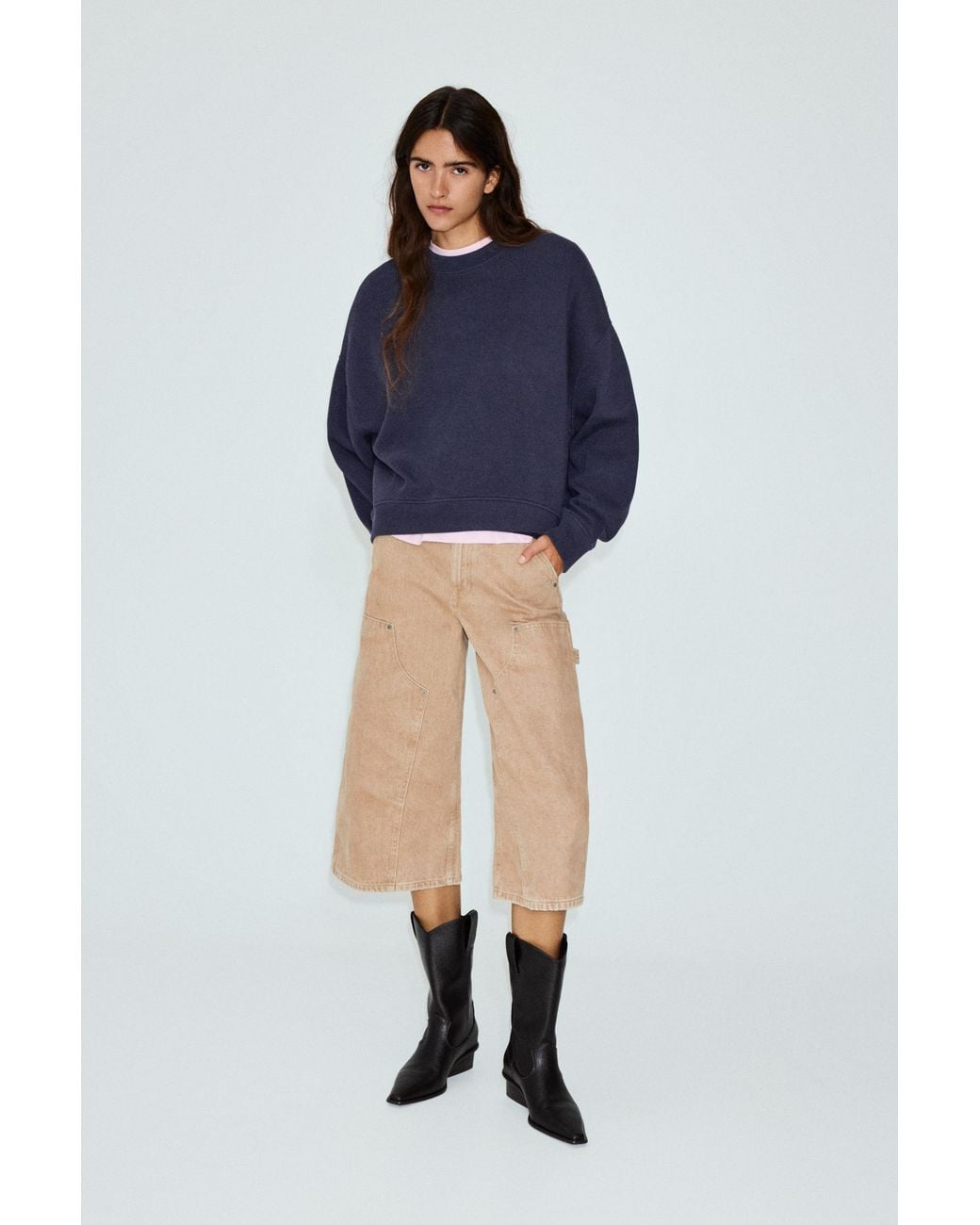 Pull&Bear Heavyweight Sweatshirt in het Blue