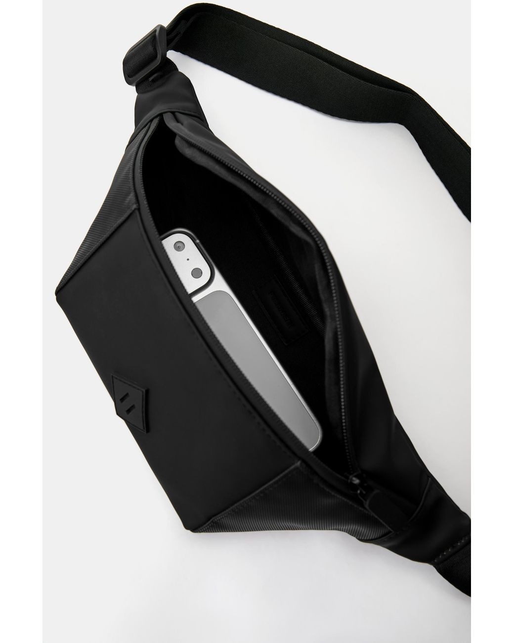 Pull&Bear Gray Rubberised Belt Bag for men