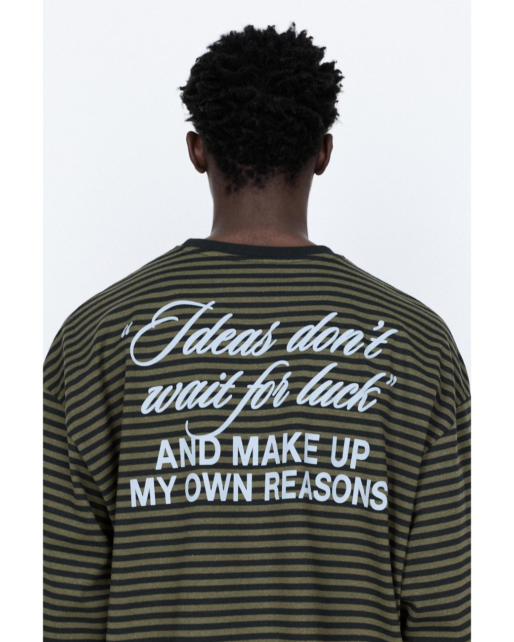 Pull&Bear Gray Striped T-Shirt With Text for men