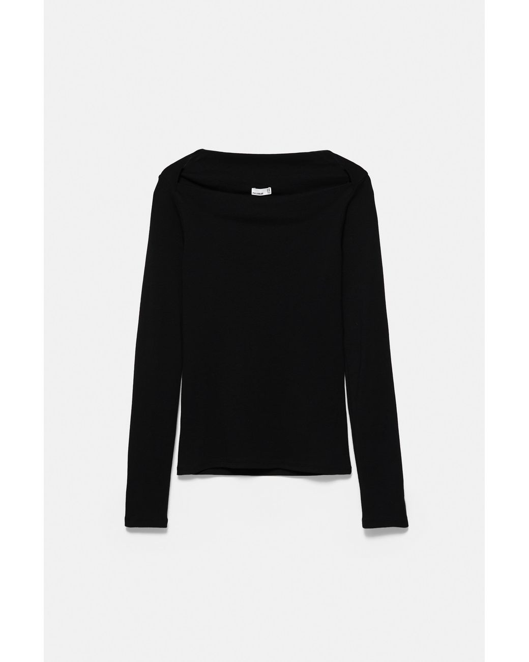 Pull&Bear Black Fitted T-Shirt With Straight Neckline