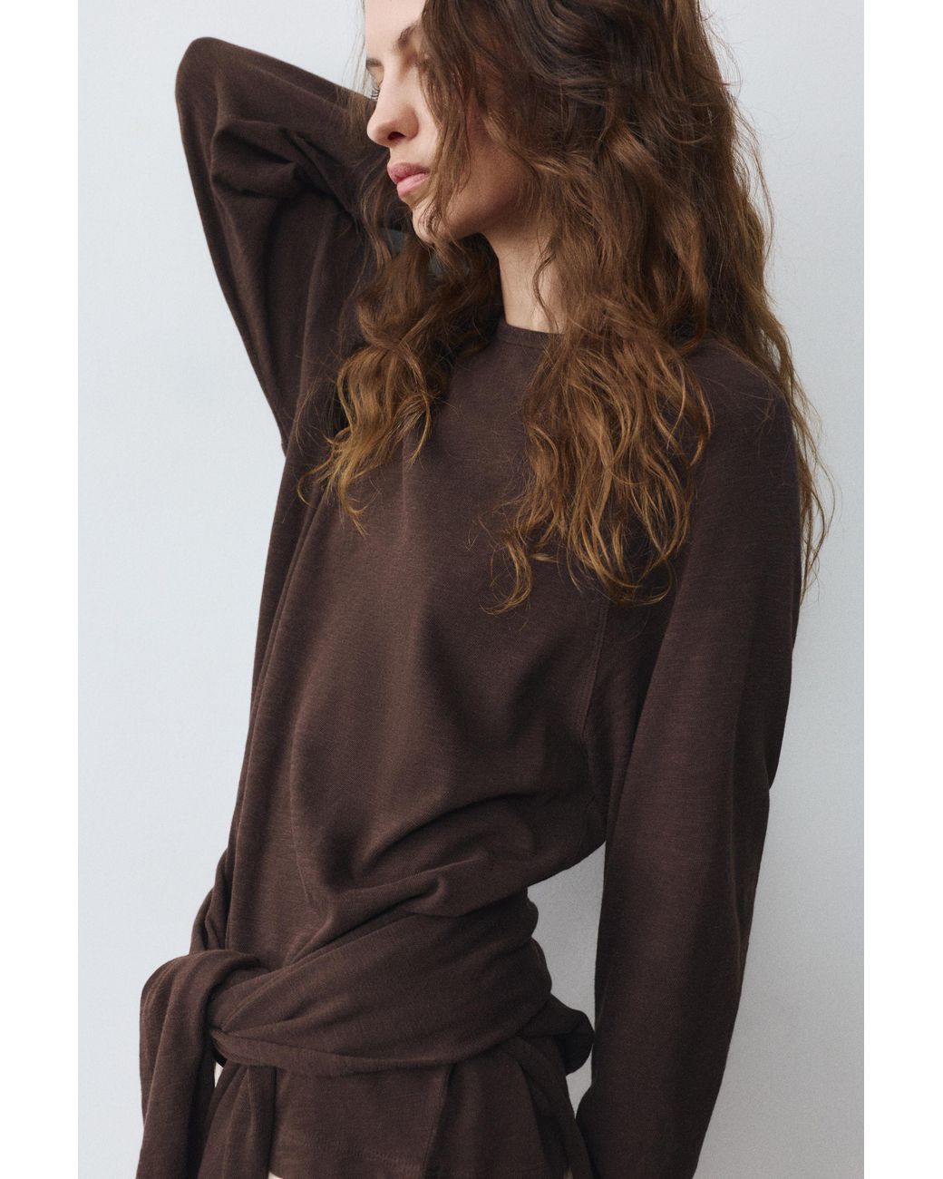 Pull&Bear Brown Long Sleeve Raglan T-Shirt