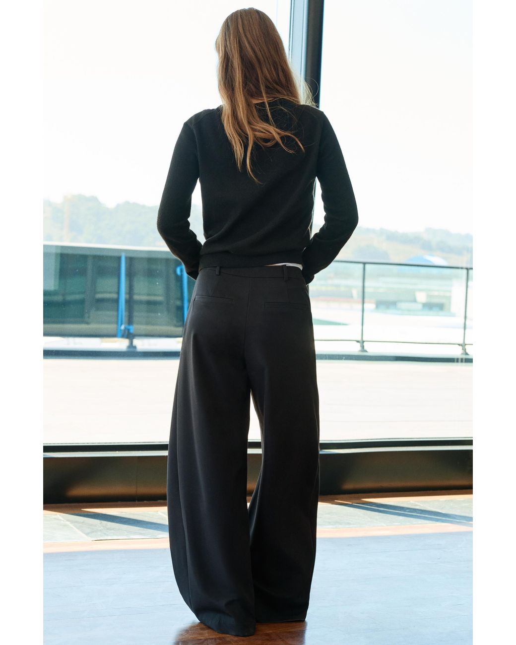 Pull&Bear Black Crossover Waist Smart Trousers