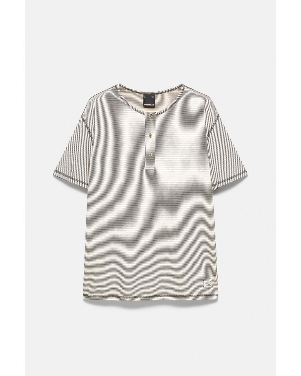 Pull&Bear Green Henley Neck T-Shirt for men