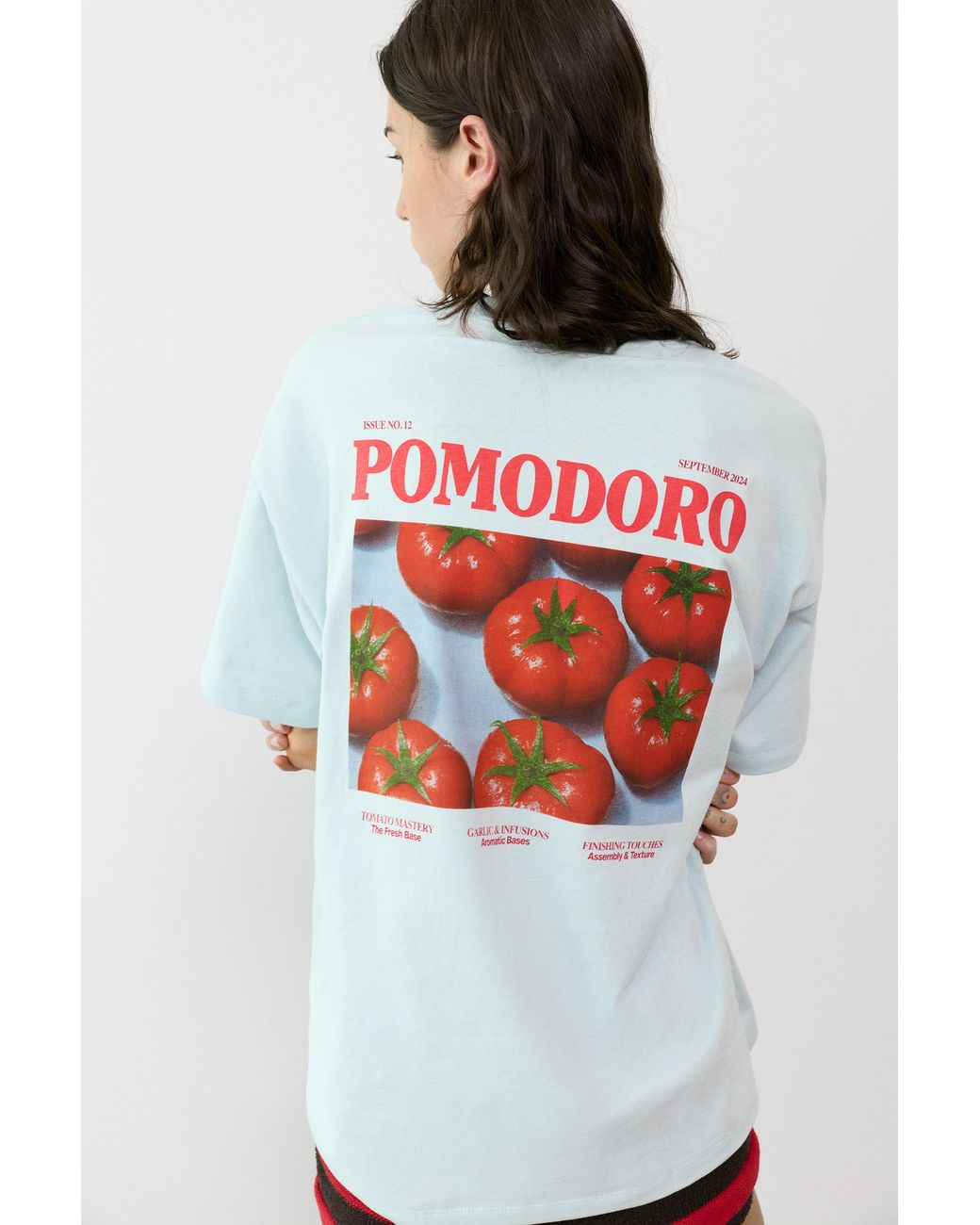 Pull&Bear Blue Oversize Tomato Graphic T-Shirt