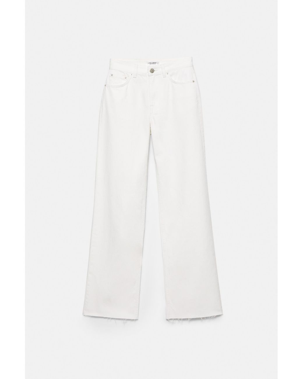 Pull&Bear White High-Waist Wide Straight-Leg Jeans