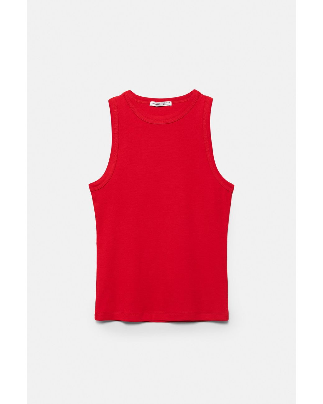 Pull&Bear Red Round Neck Tank Top