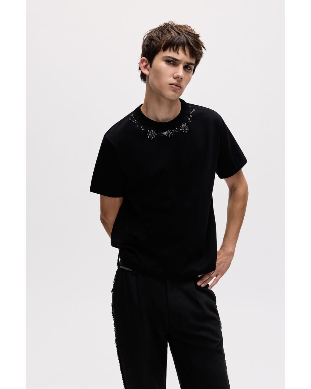 Pull&Bear Black Oscar Ouyang Stud T-Shirt for men