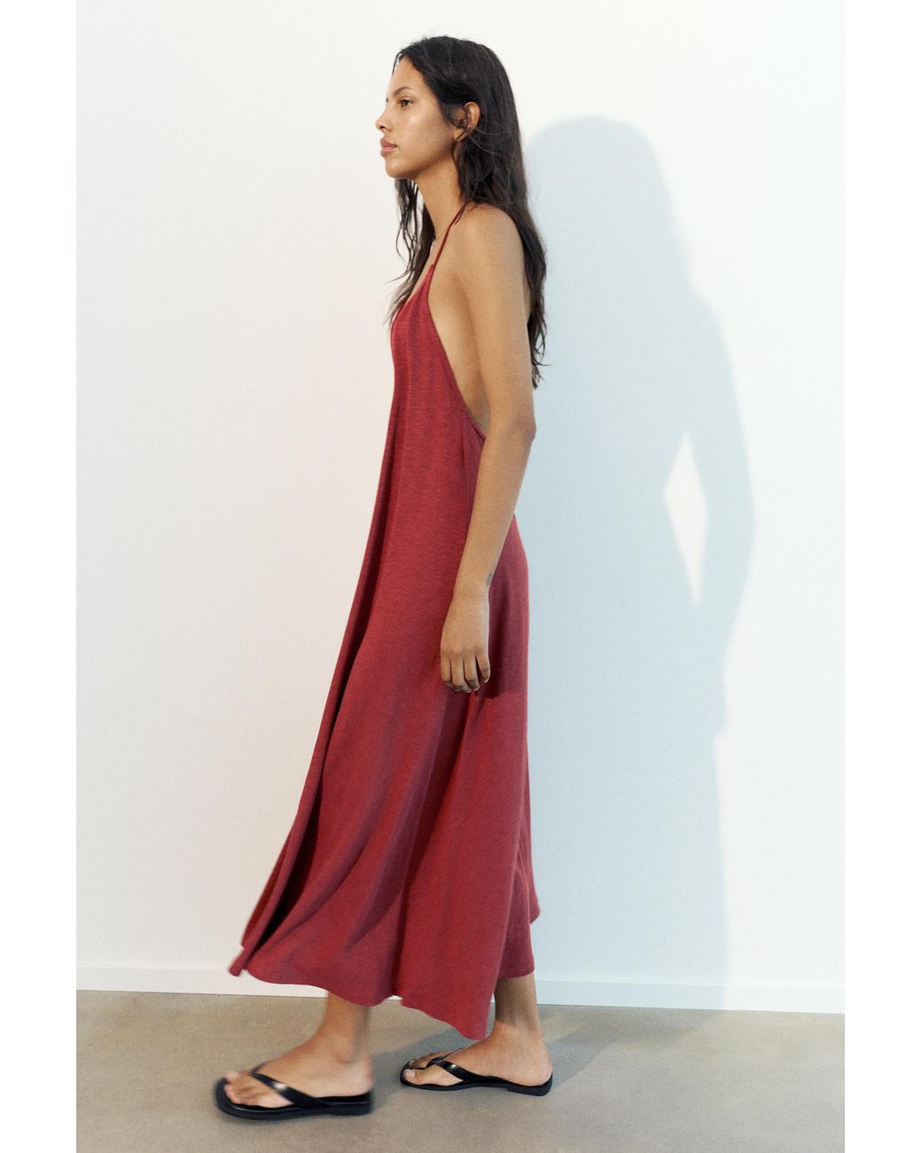Pull&Bear Red Strappy Back Midi Dress