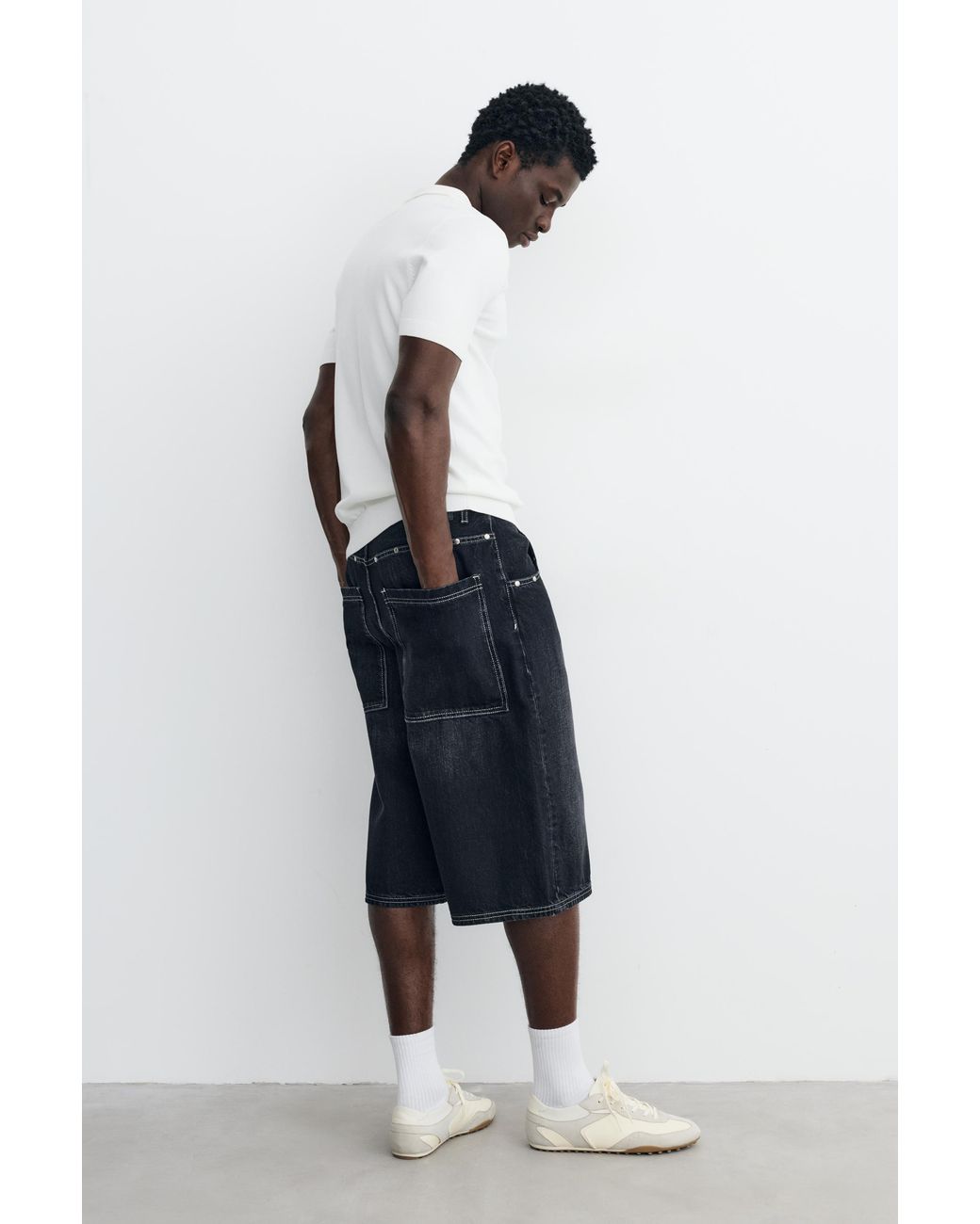 Pull&Bear White Short Sleeve Knit Polo Shirt for men