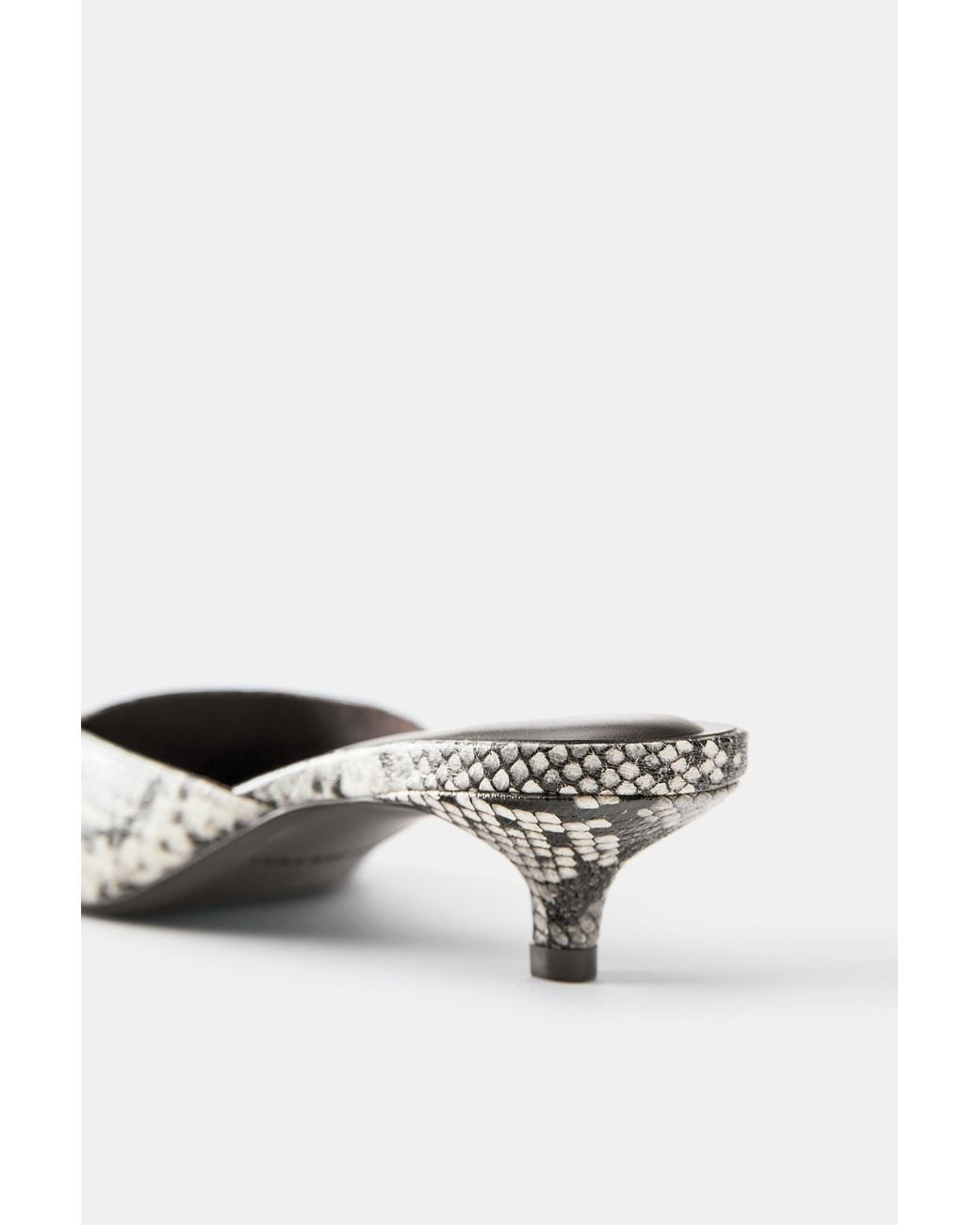 Pull&Bear Gray Snakeskin Print Mule Heels