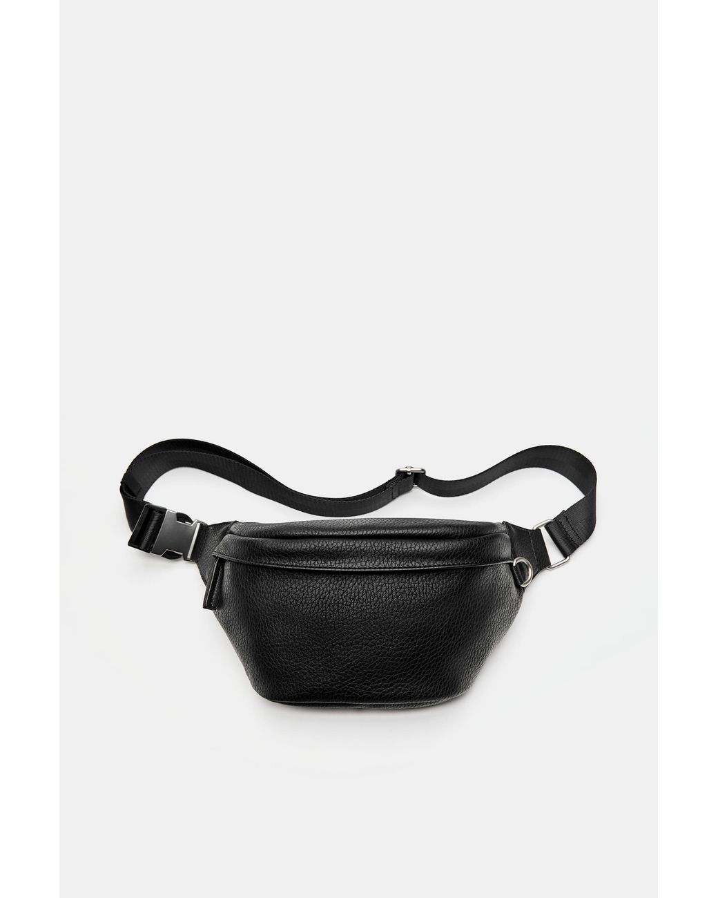 Pull&Bear Black Textured Belt Bag for men