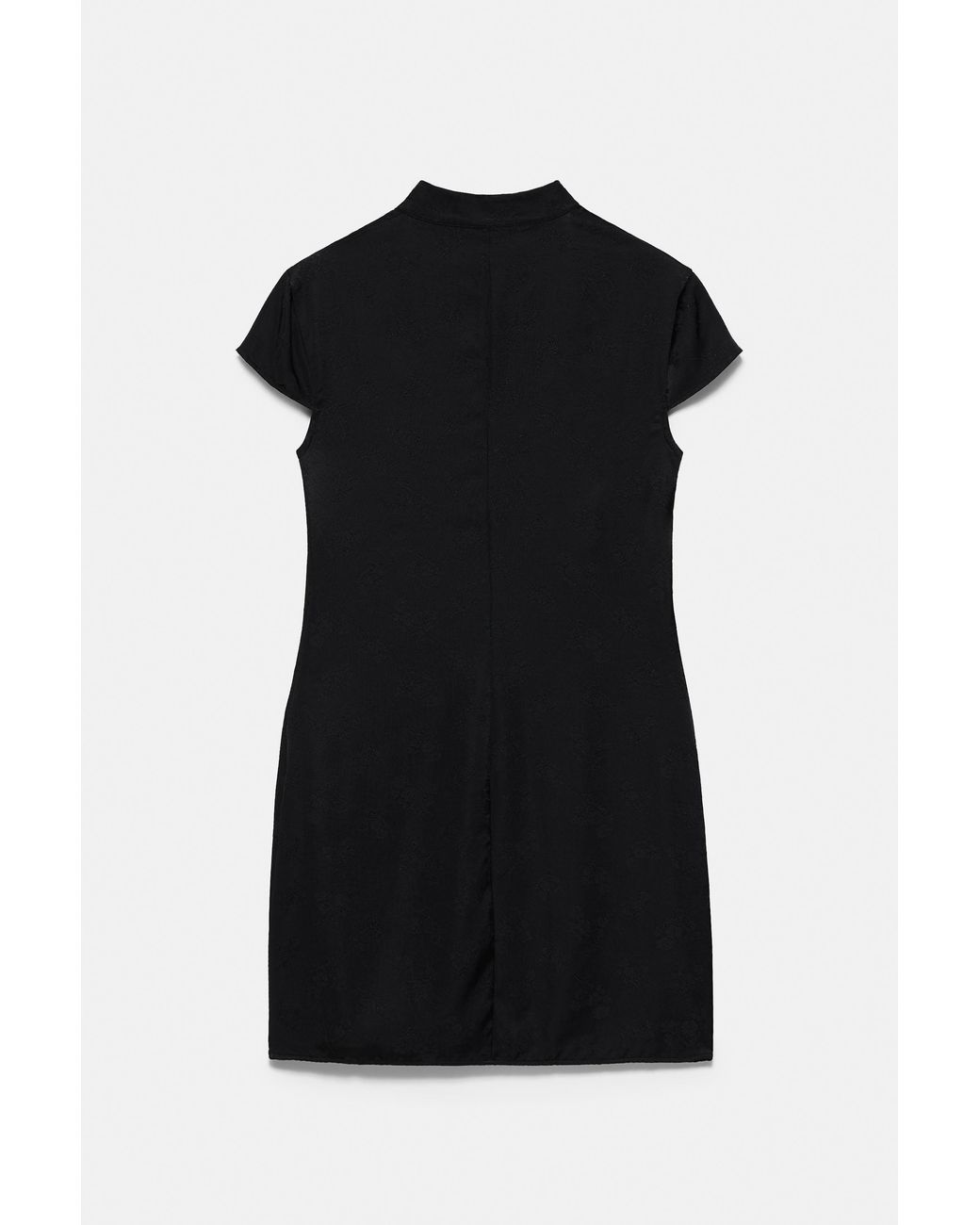 Pull&Bear Black Short Stand Collar Dress With Fireman Clasps