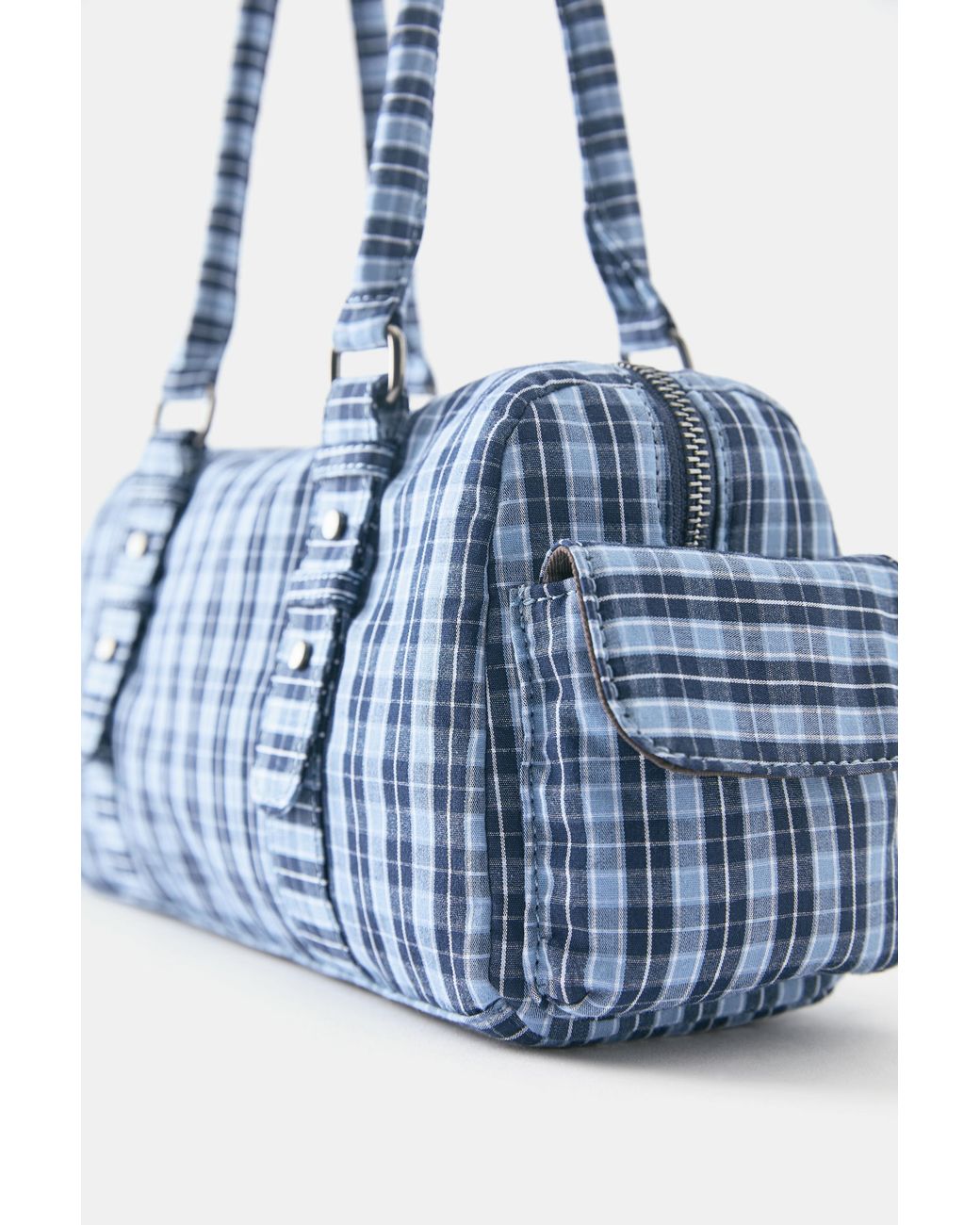 Pull&Bear Blue Check Print Shoulder Bag