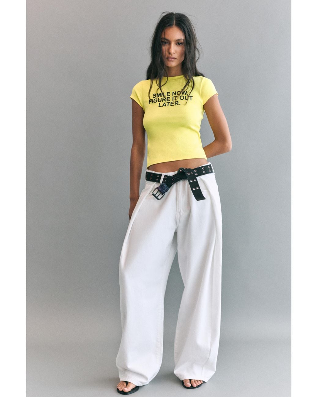 Pull&Bear Smiley T-Shirt Met Tekst in het White
