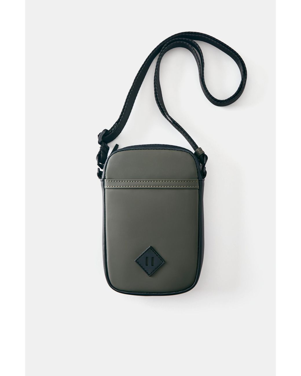Pull&Bear Black Rubberised Crossbody Bag for men