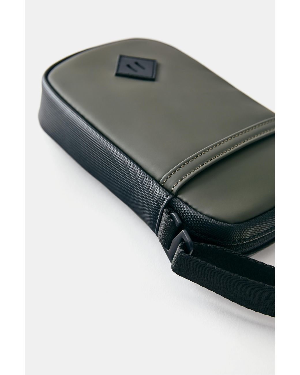 Pull&Bear Black Rubberised Crossbody Bag for men