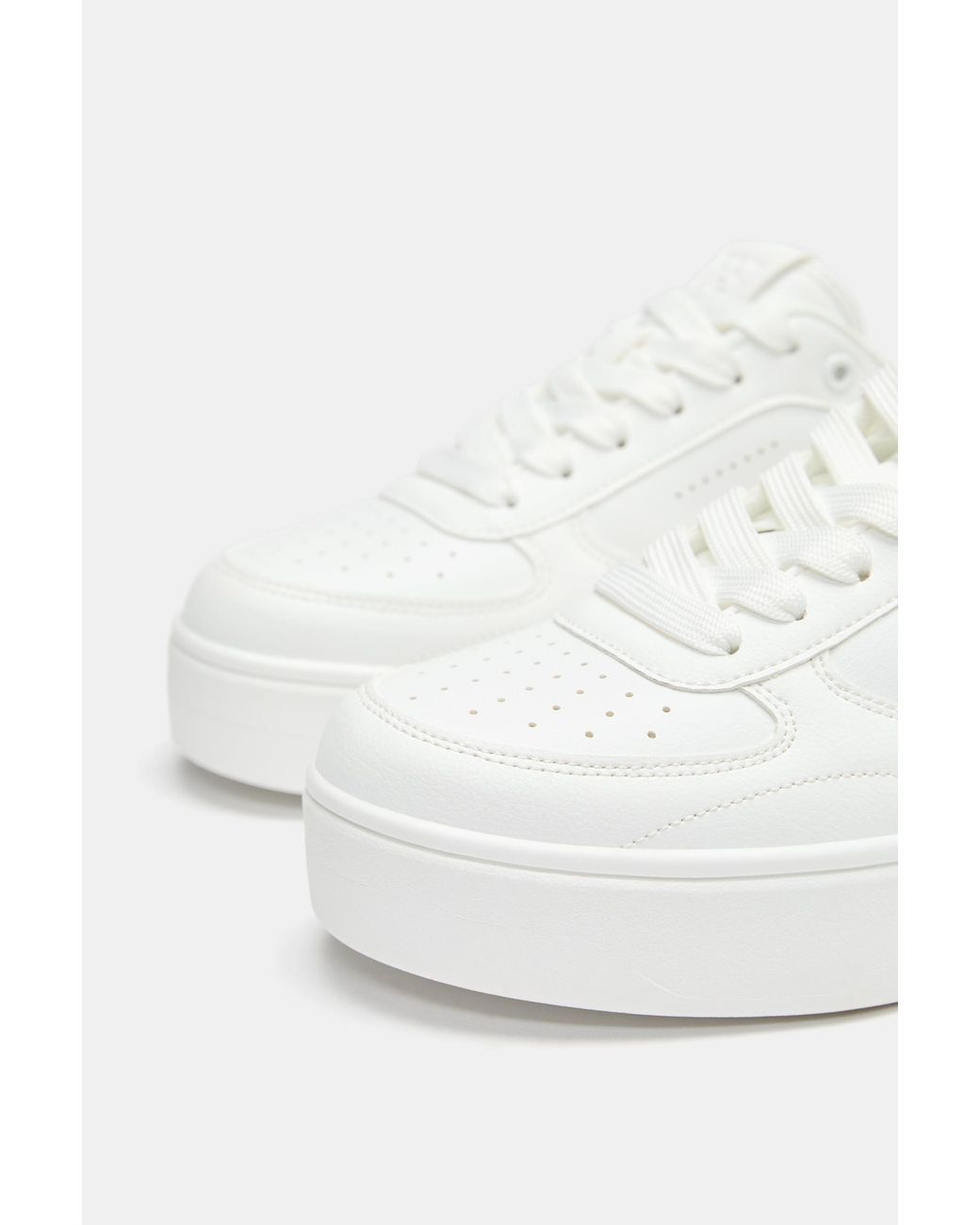 Pull&Bear White Casual Platform Trainers