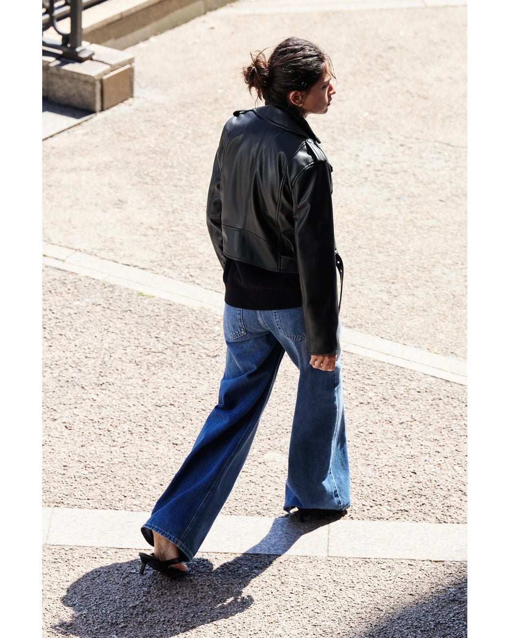 Pull&Bear Black Leather Effect Biker Jacket